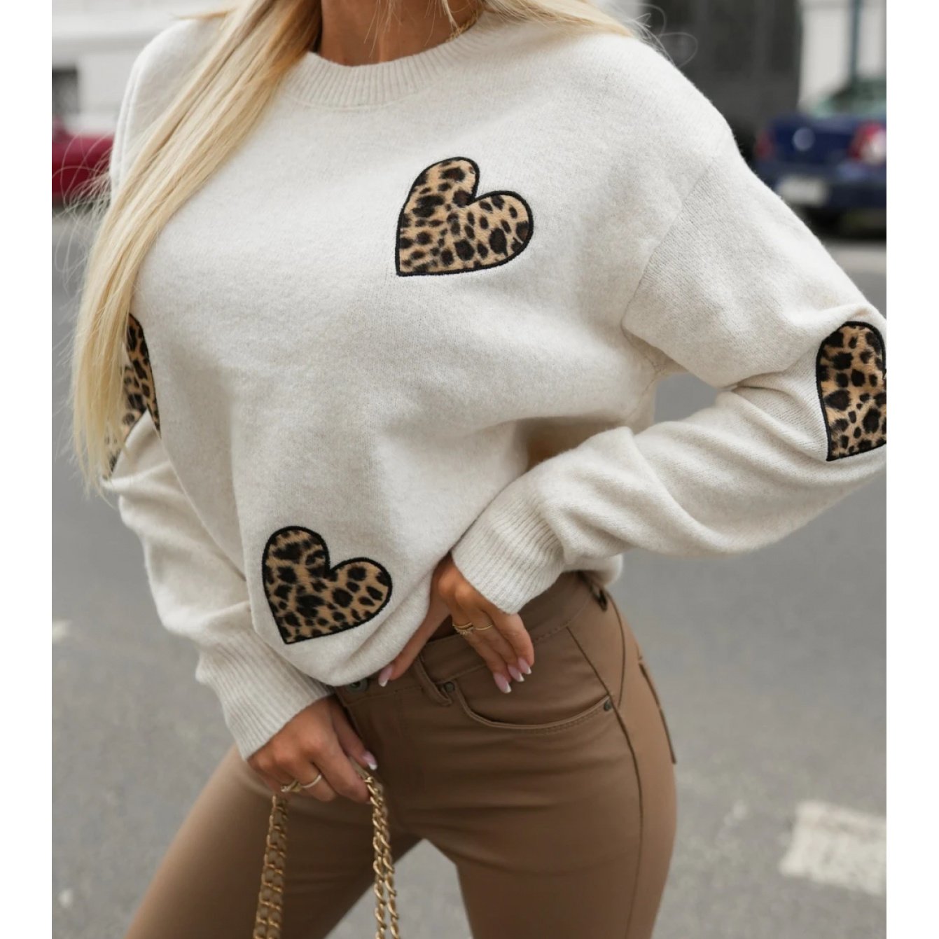 Elegant Autumn/winter Exquisite Old Money Leopard Print Pullover Sweater For Women, 0 Knitwear