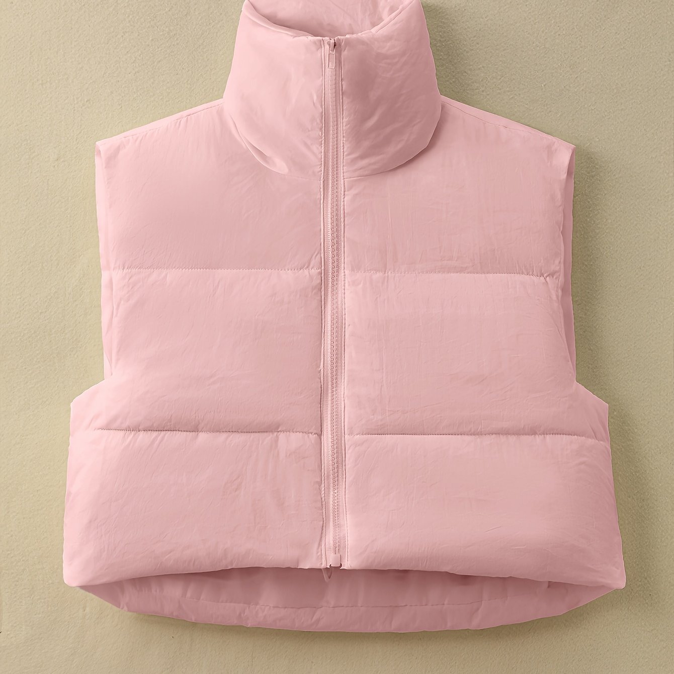 Women's * Puffer Vest - Stand Collar Casual *, Non-Stretch Fabric, Hand Washable Fall &amp; Winter Outerwear, * * Wear, Smooth Texture Fabric