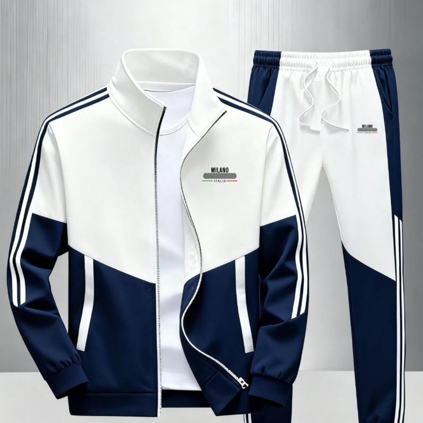 Image of Men's Fashion Casual Trendy Italy Graphic Stripe Sports Tracksuit Adult Men Street Style Sportswear Holiday Gift Casual Wear Plus Size Men's Clothing
