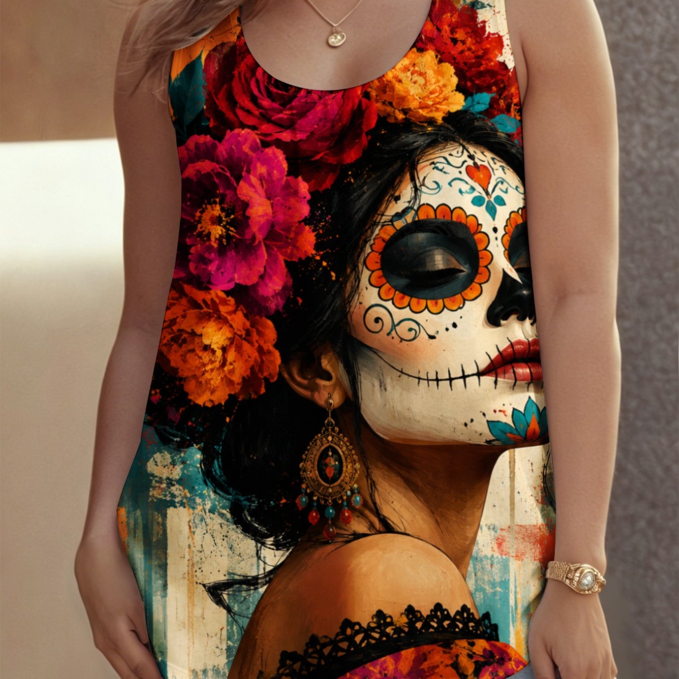 Image of Plus Size - Women's Plus Size Crew Neck Sleeveless Tank Top, Sizes 0xl-9xl Summer Suitable For , Beach And Travel, Stylish Sexy Outfits For Women