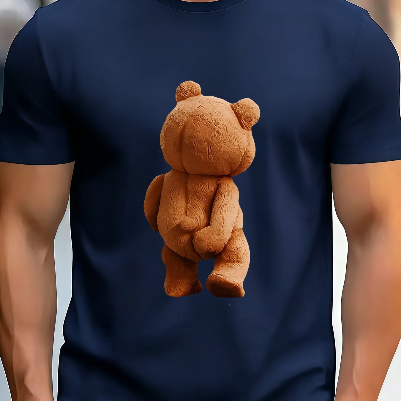 TEMU Men's Graphic T-shirt - Cute Design, Comfortable And Lightweight, 100% Polyester Fiber, Crew Neck, Short Sleeve Summer T-shirt, Fun And Trendy