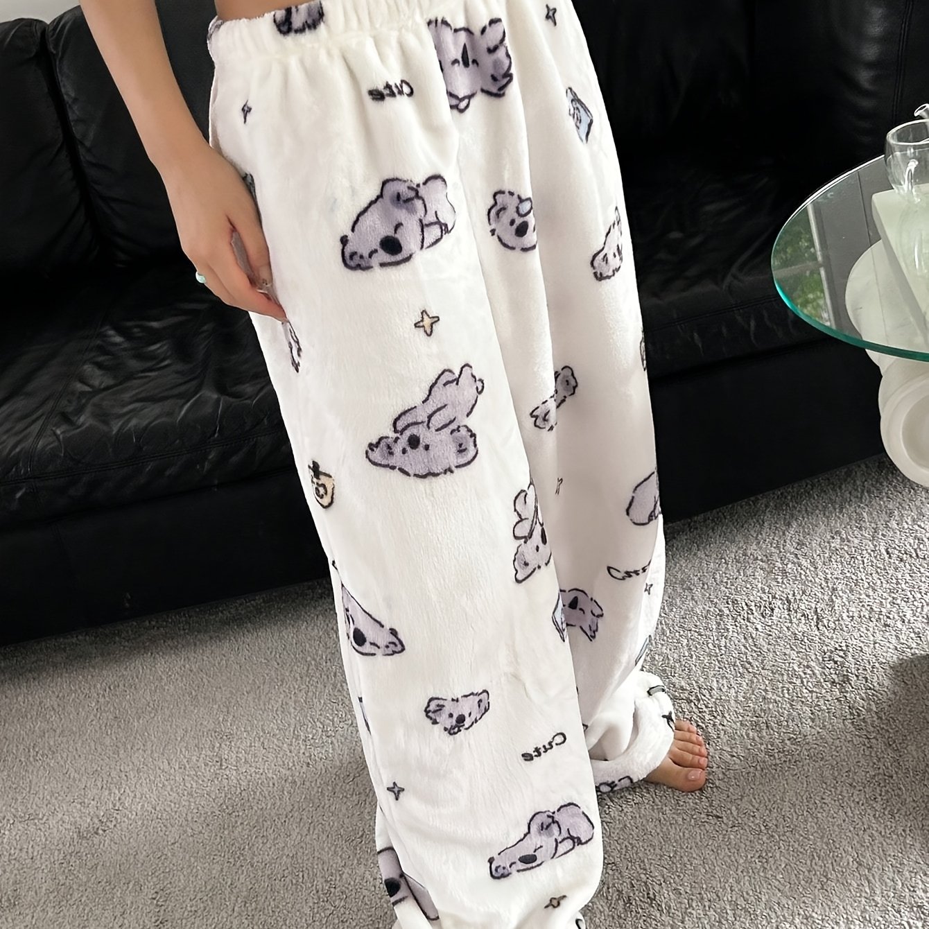 Cute Koala Print Soft Flannel Pants
