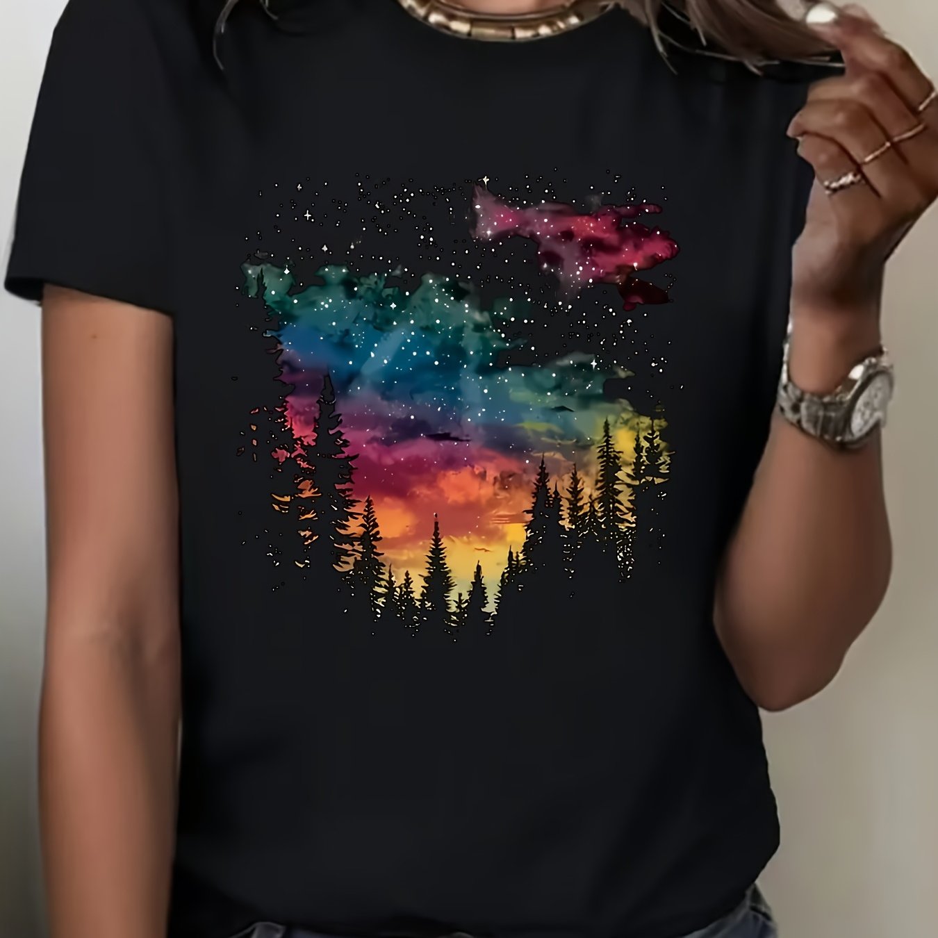 Image of A Forest Design Pure T Shirt Women's T Shirt High Quality T Shirt Summer Casual Wear For Who Love Art