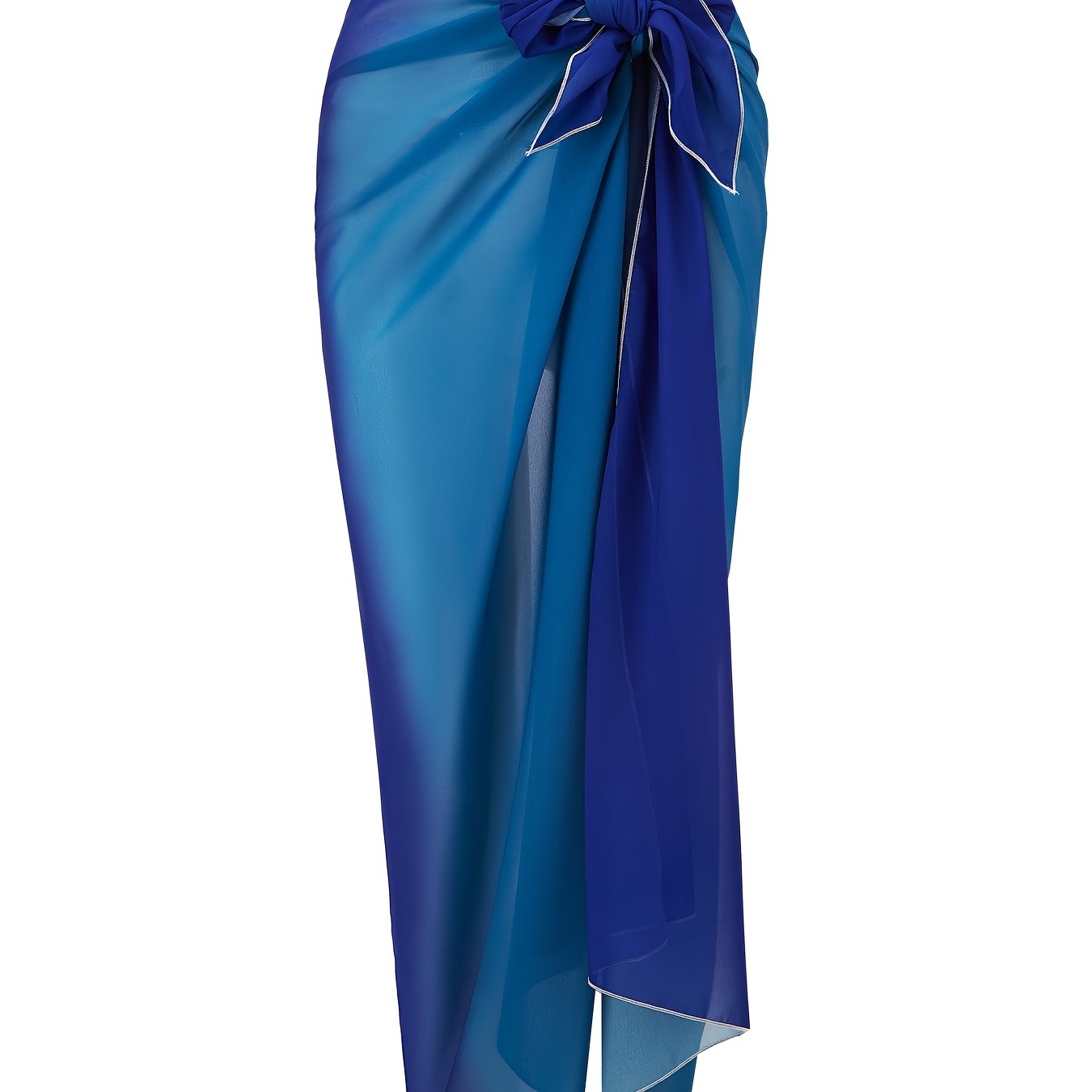 Side-tie Bow Ombre Striped Tulle Wrap Skirt
