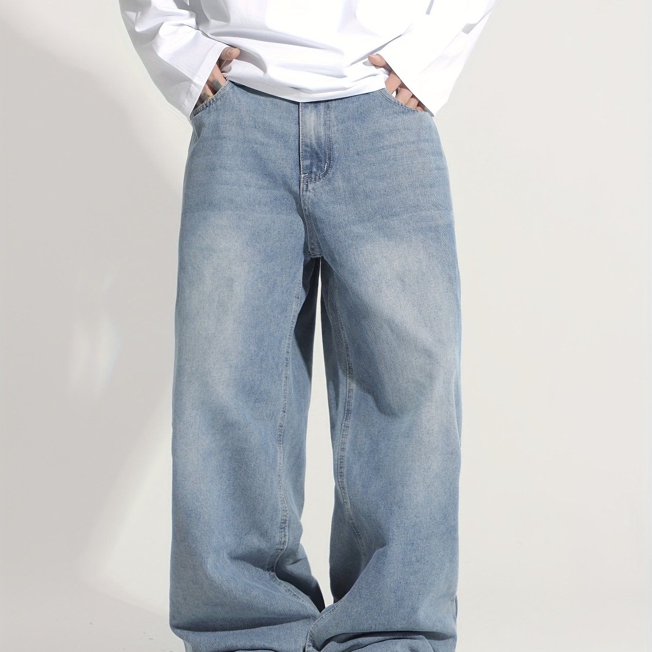 Stylish Streetwear Men's Loose Jeans Without Belt/accessories