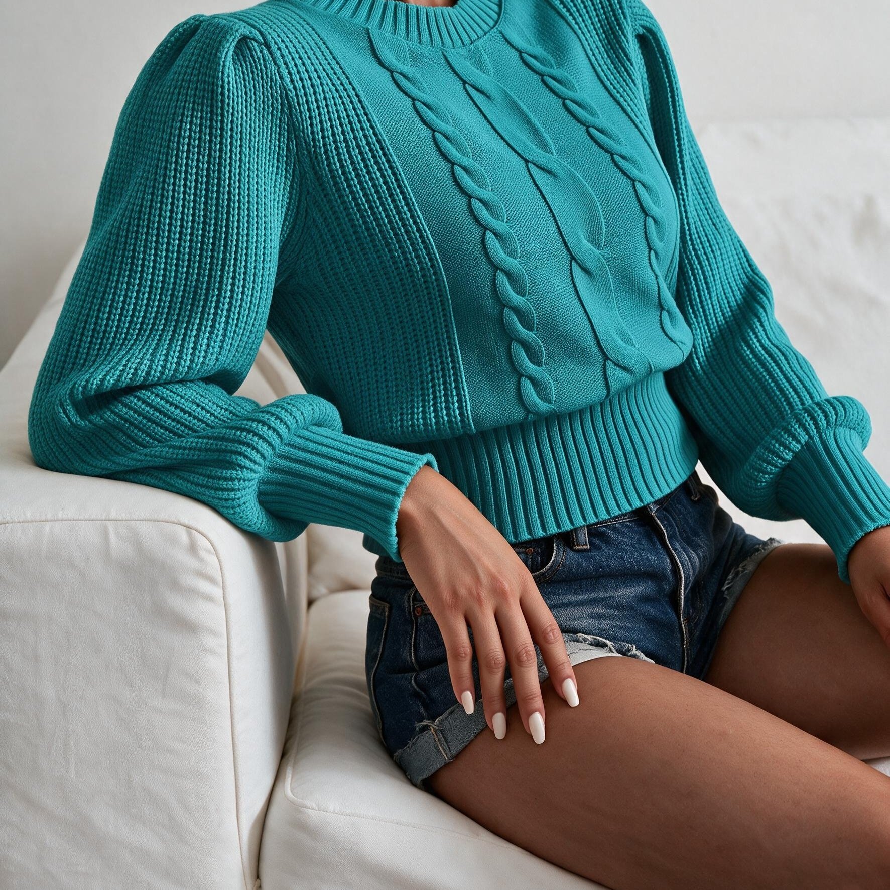 TEMU Ladies' New Elegant And Fashionable Solid Color Long-sleeve Twisted Pullover Top