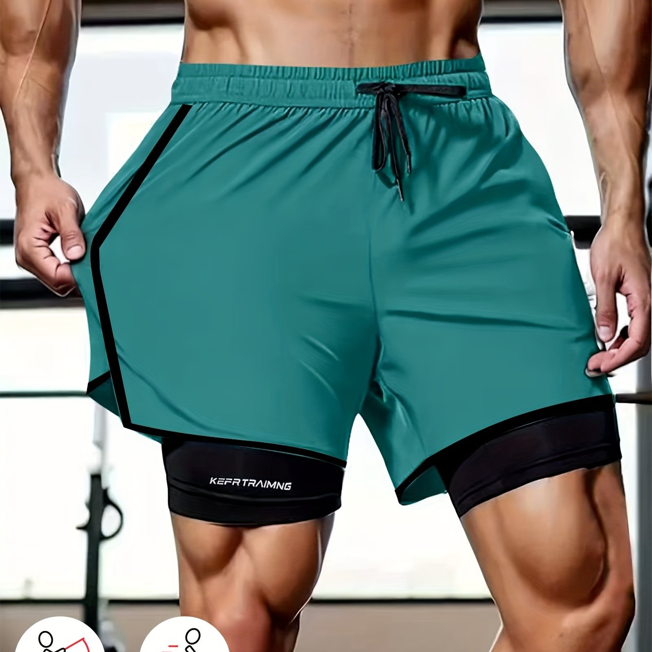 TEMU 1pc 2-in-1 Look Quick-dry Shorts, Men's Summer Basketball Outdoor Running Training Knee-length Pants, Anti-see-through Athletic Shorts, Cycling