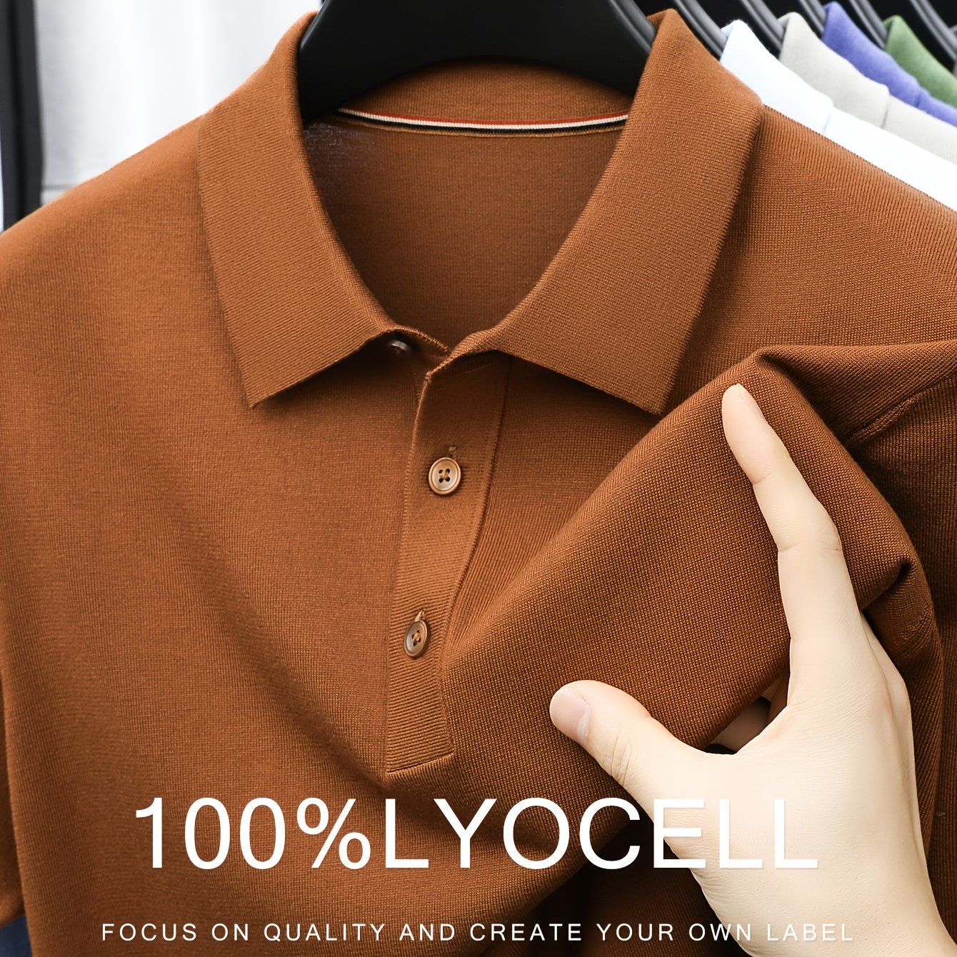 TEMU 100% Fiber Natural Healthy Fabric High-quality Light Luxury Men's Short Sleeve Lapel Pullover Knit Shirt, Fashionable And Casual, Suitable For
