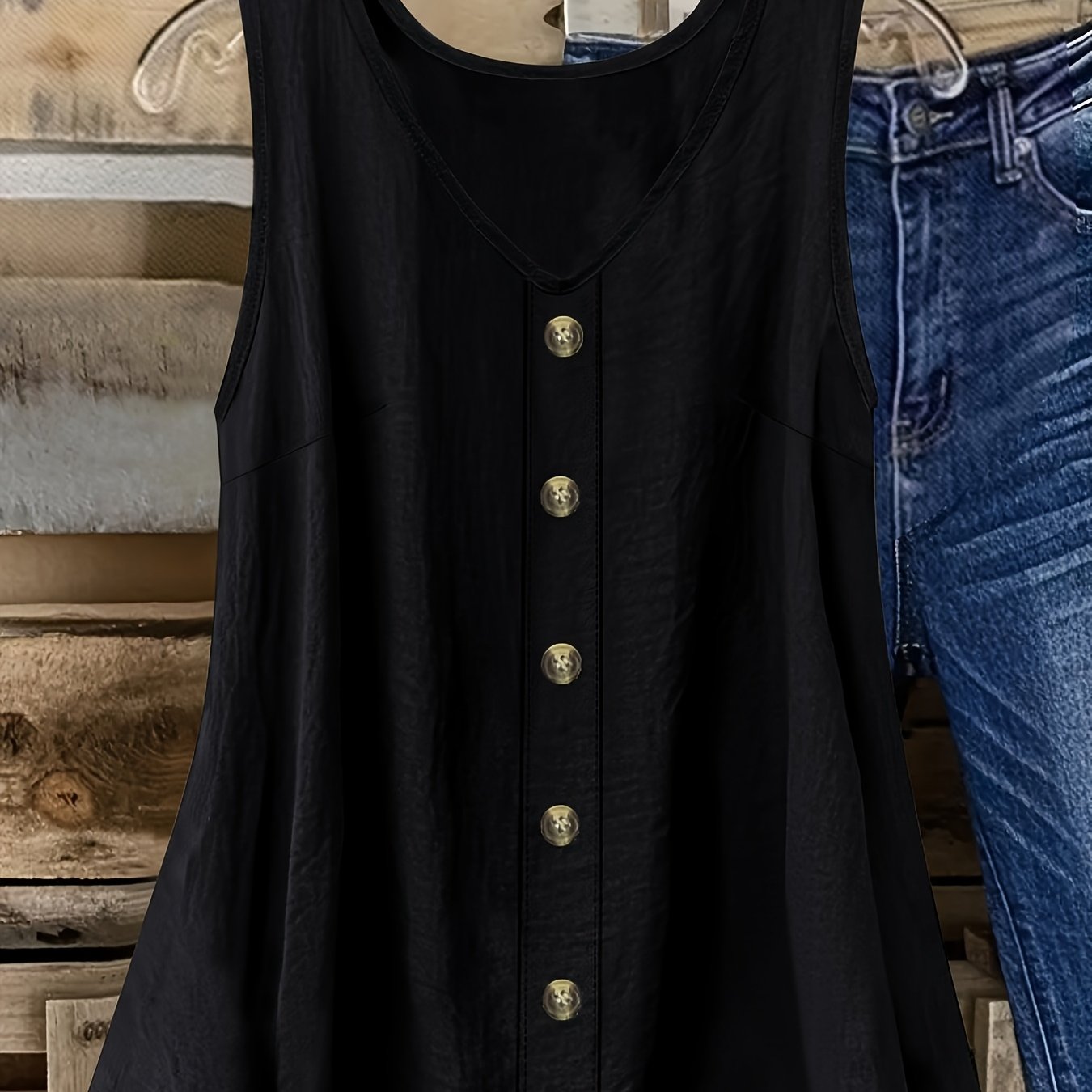 TEMU Plus Size, Elegant And Fashionable [latest Style With Button Details] Plus Size Women's Vest Shirt