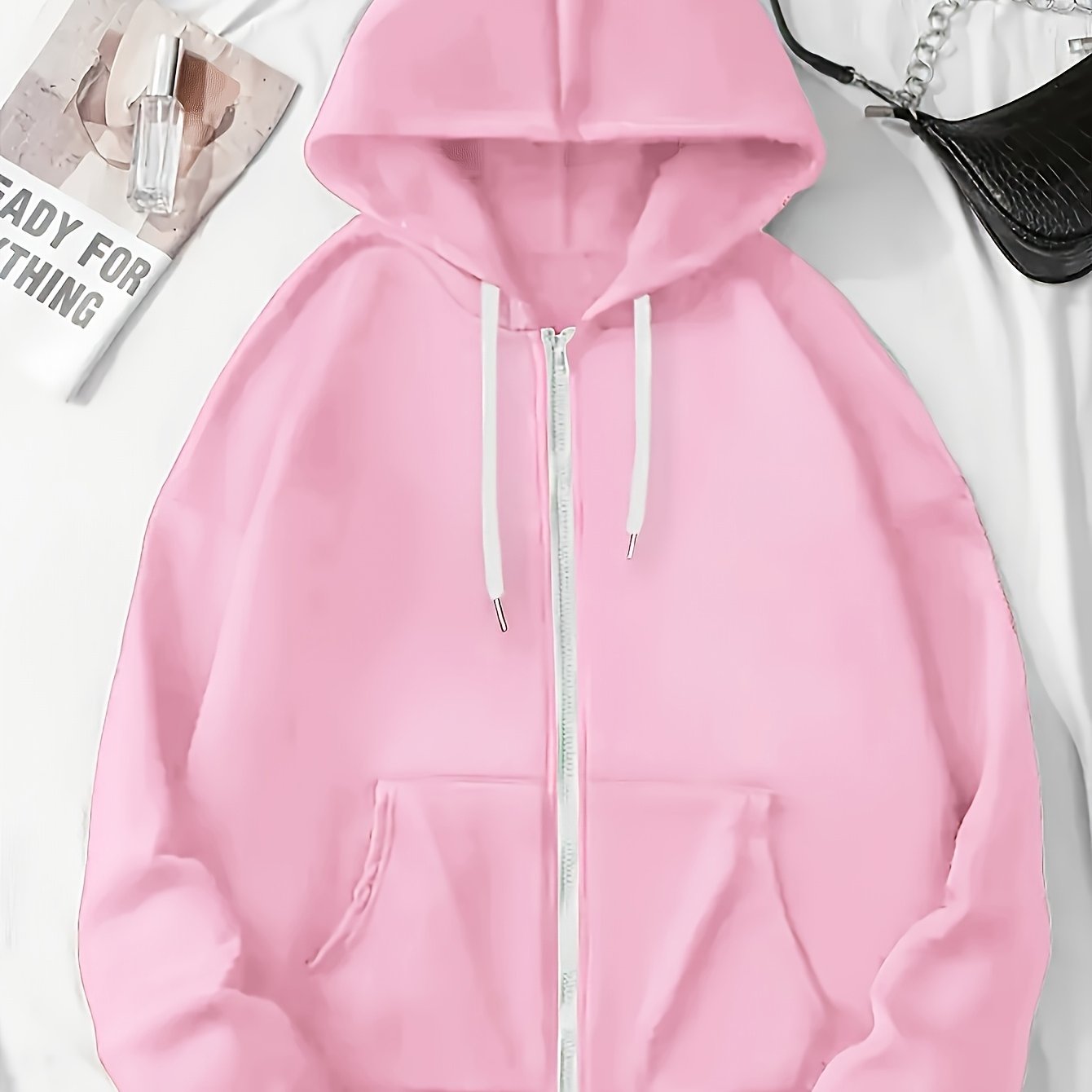 E-shop Damen-Hoodie in Übergröße, bequem lässig, einfarbig Schwarz, langärmeliger Kapuzenpullover mit Rundhalsausschnitt, leicht elastisch,