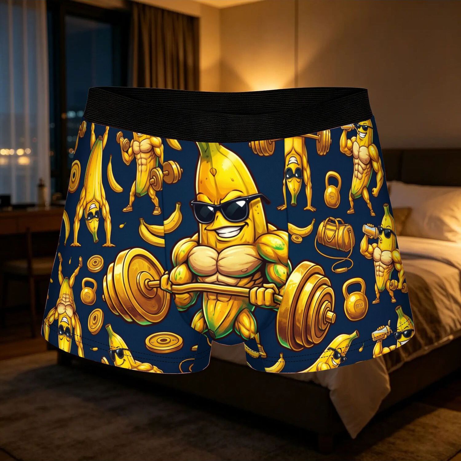 TEMU 1pc 2d Flat Printing Muscular Banana Gym Pattern Underpants Breathbale Panties For Man Underwear Comfortable Shorts Boxer Briefs, 2d Flat