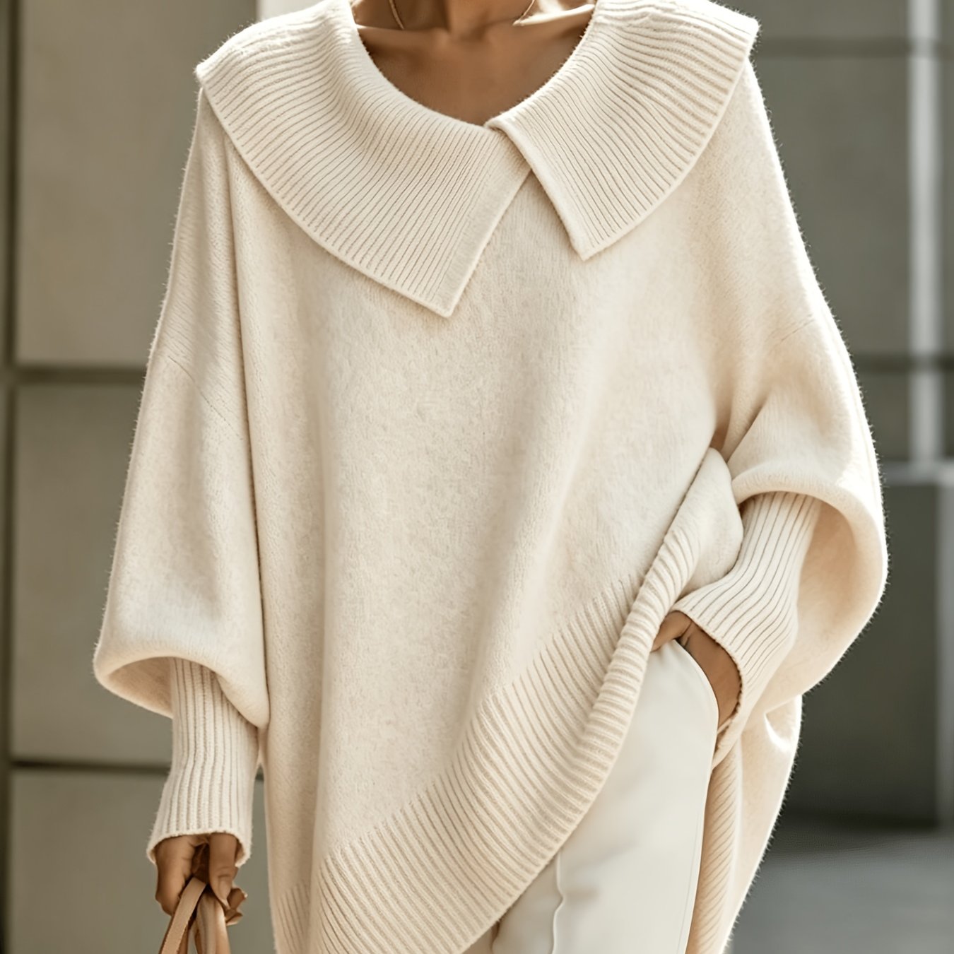 TEMU Pull Femme Grande Taille Oversize Asymétrique Ourlet, Manches Chauve-souris Décontracté