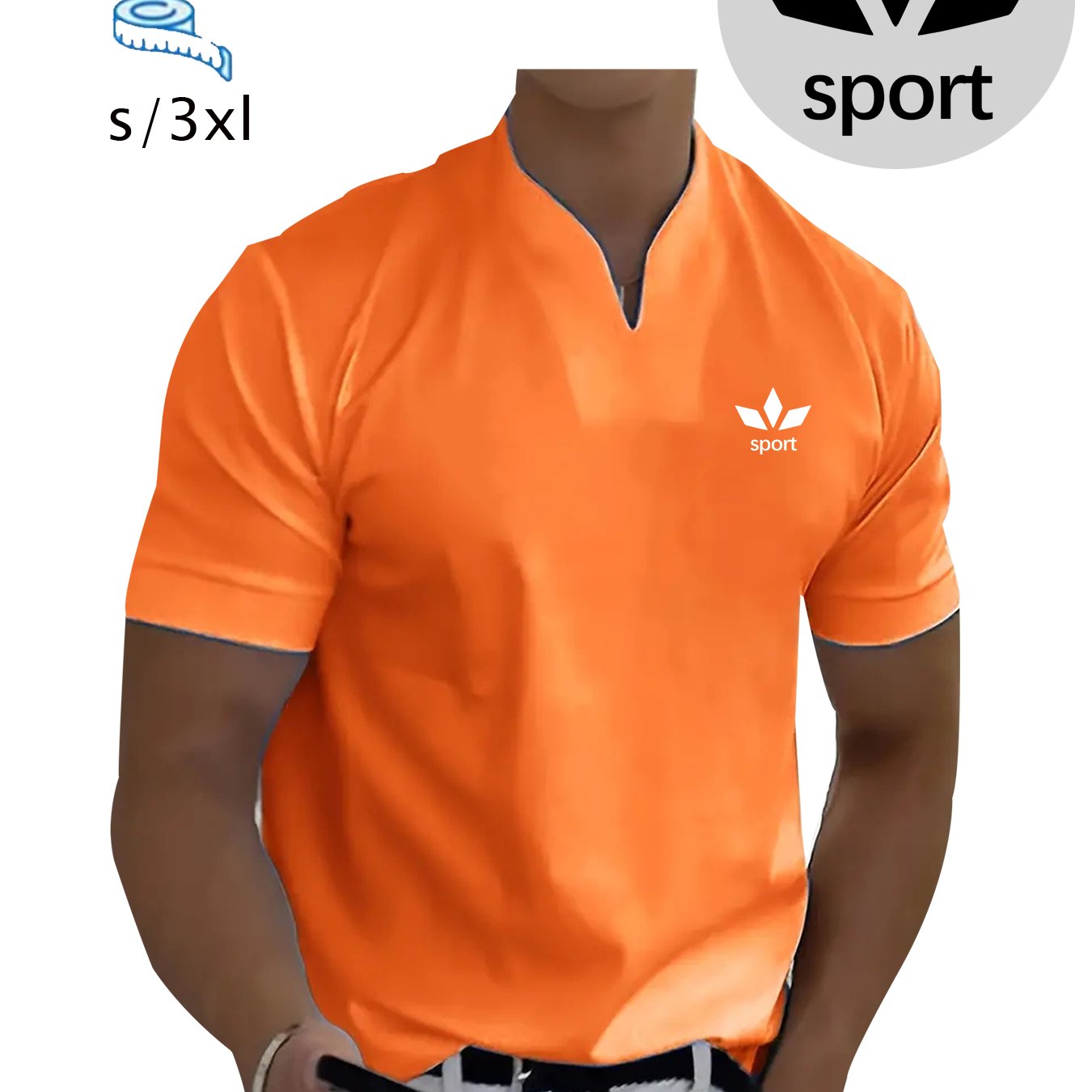 TEMU Men's Slim Fit V-neck T-shirt Sporty Clover Style Element Pattern Quick-drying Gym Casual Breathable Summer Top