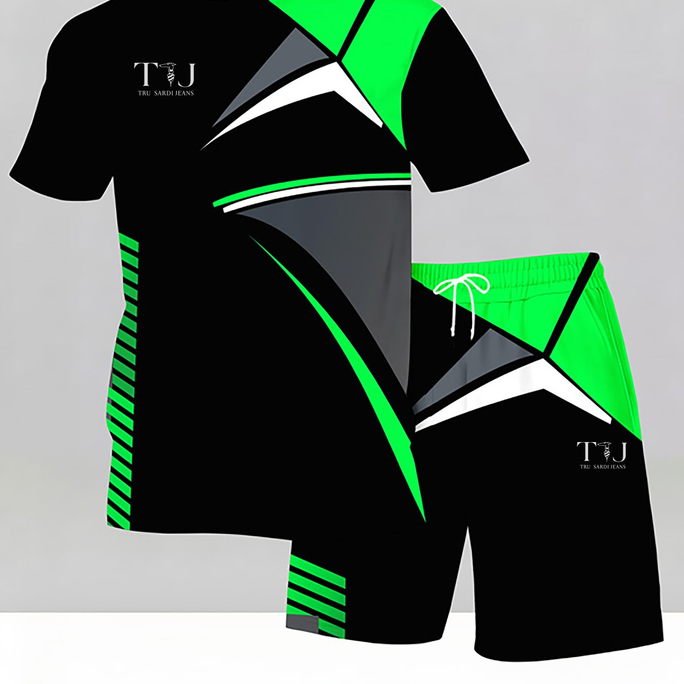 TEMU Men's Fashion Trendy Casual Round Neck Printed Short Sleeve Set