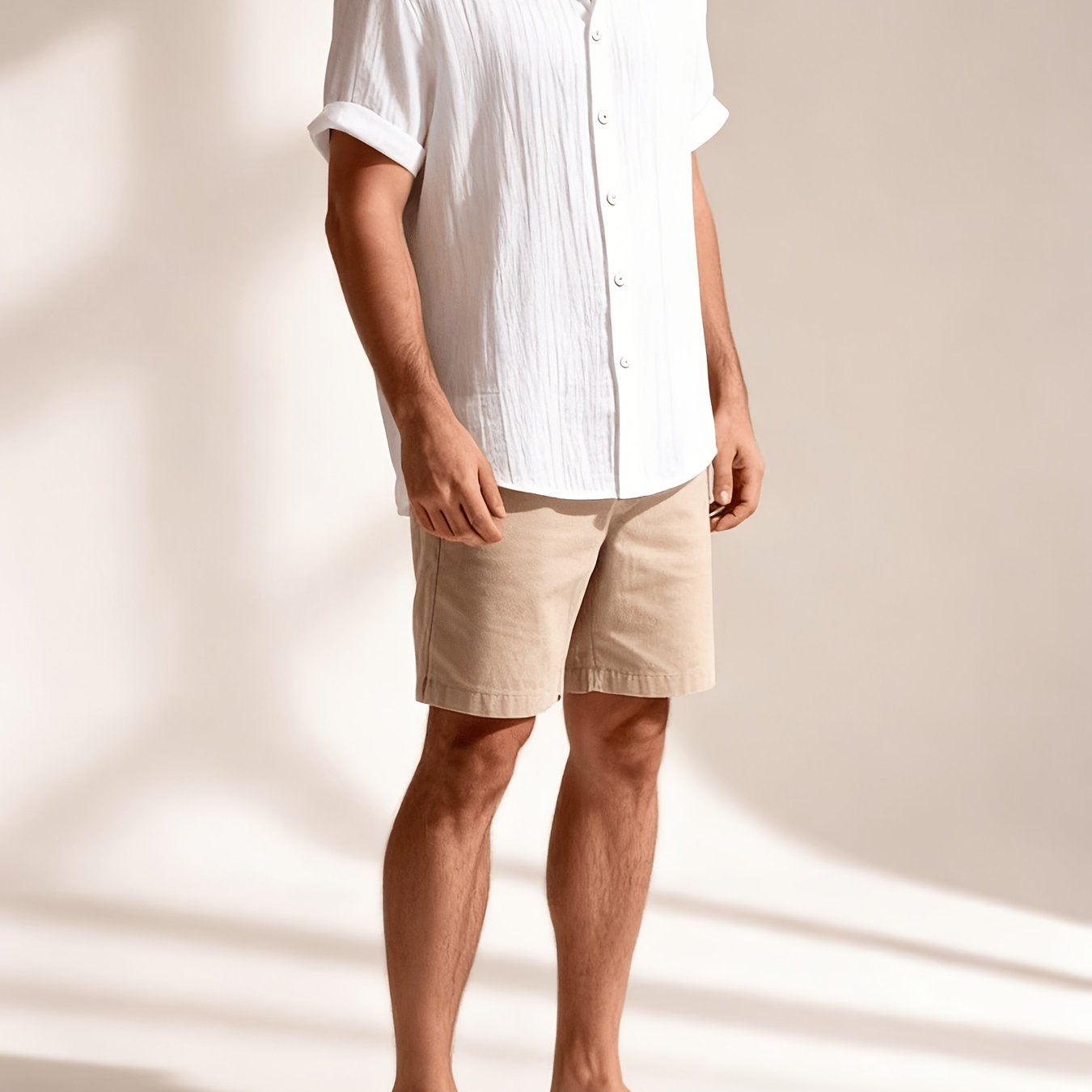 TEMU [ Obm] 's 2026 Summer Short Sleeve Open Shirt, Casual Outing, Outdoor Leisure Beach Style, Suitable For ' Beach Casual Travel