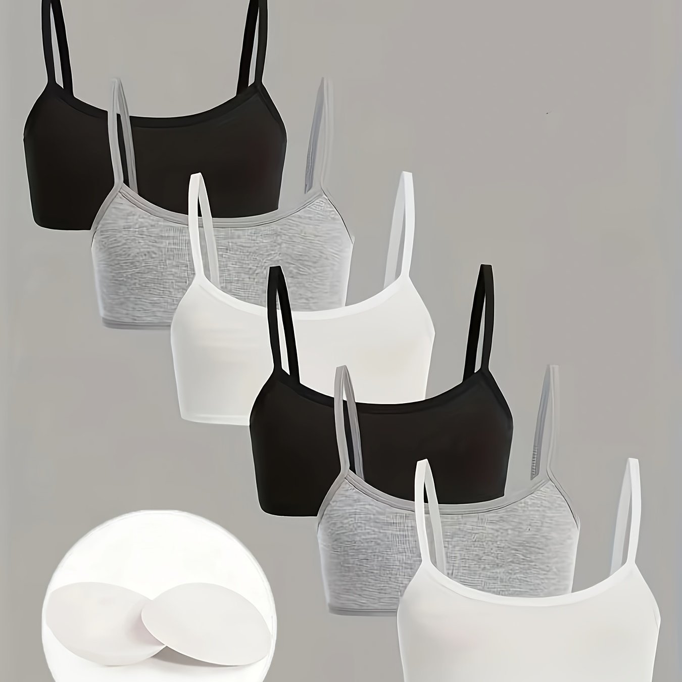 Image of 6pcs Solid -shaped Backless Bras With Spaghetti Straps | Stretch Fabric, Skinny Fit, For
