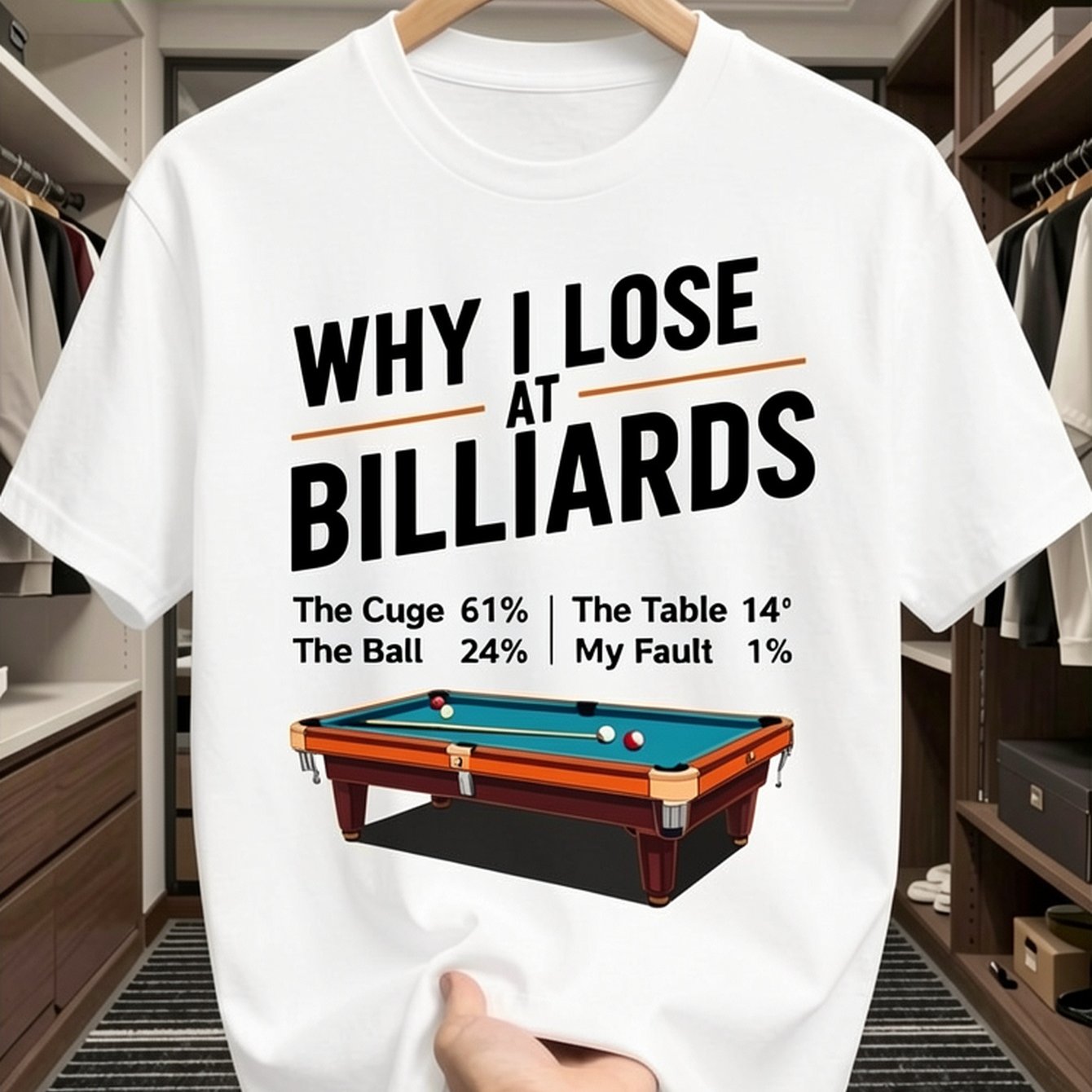 TEMU Why I Lose At Billiards Pool Player Billiard Snooker Funny T-shirt Vintage Band Concert Tour Gift, Casual T-shirt