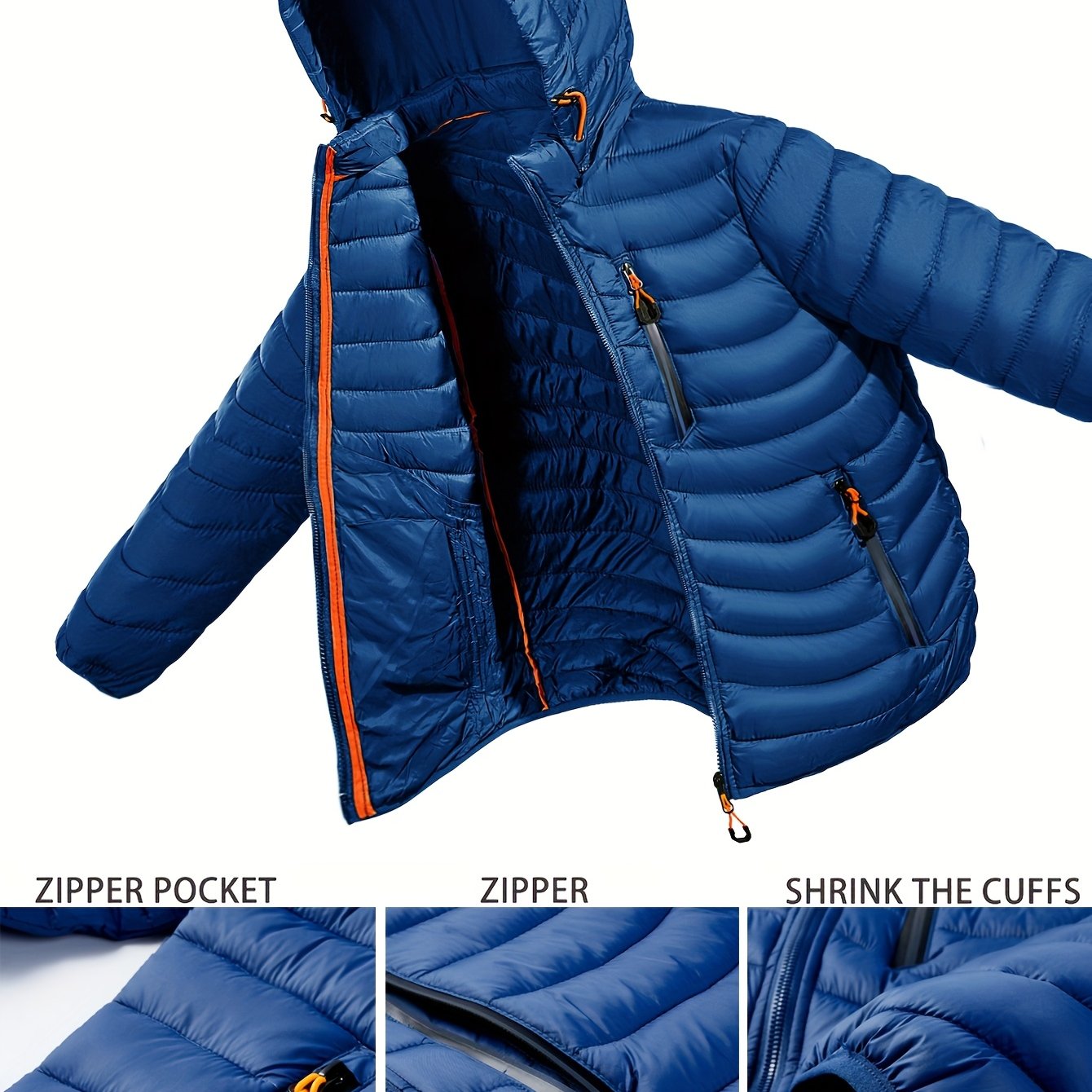 TEMU Giacca da con alla coreana e cappuccio removibile, cappotto casual a maniche lunghe, giacca con tasche vivaci con cerniera