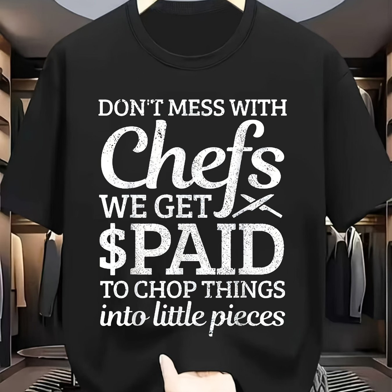 TEMU Men's Quote T-shirt, Vintage Quote Print T-shirt With , Machine Washable, Cooking Gift, Suitable For Chef Outfits, Ideal For Chefs And