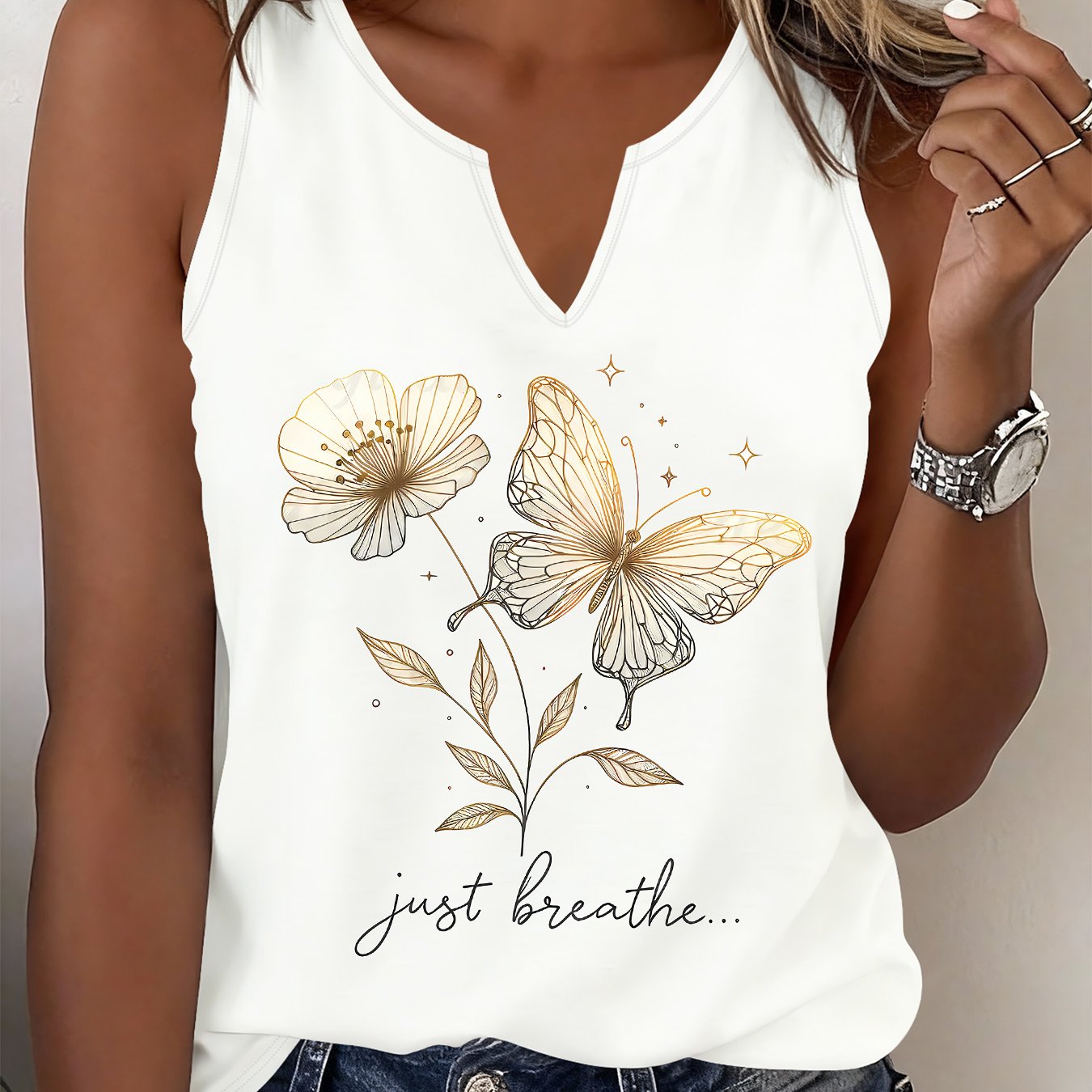 TEMU Fashionable Women's Sleeveless Tank Top With A Refreshing Floral Print, Breathable And Comfortable, Perfect For Casual Wear