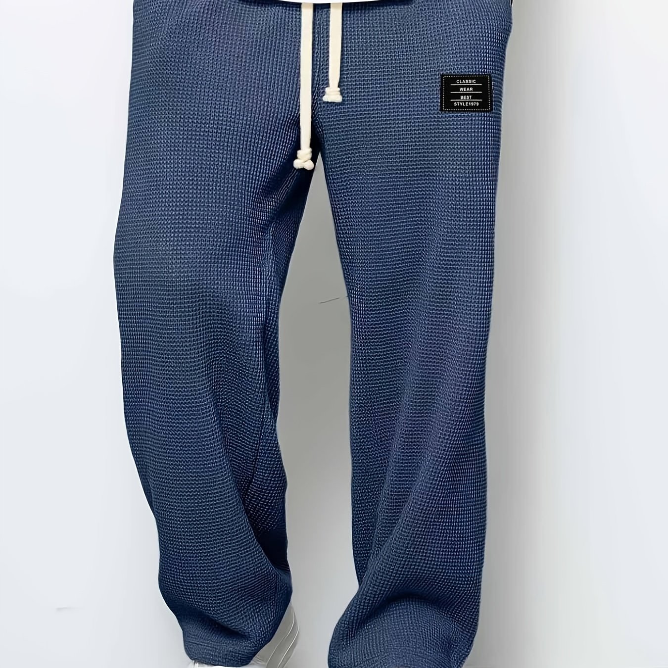 TEMU 【通気性抜群】ニット メンズ ストレートレッグパンツ ゴムウエスト バギー スウェットパンツ ストリートスタイル デイリージョギング スポーツ ルーズフィット トラウザーズ