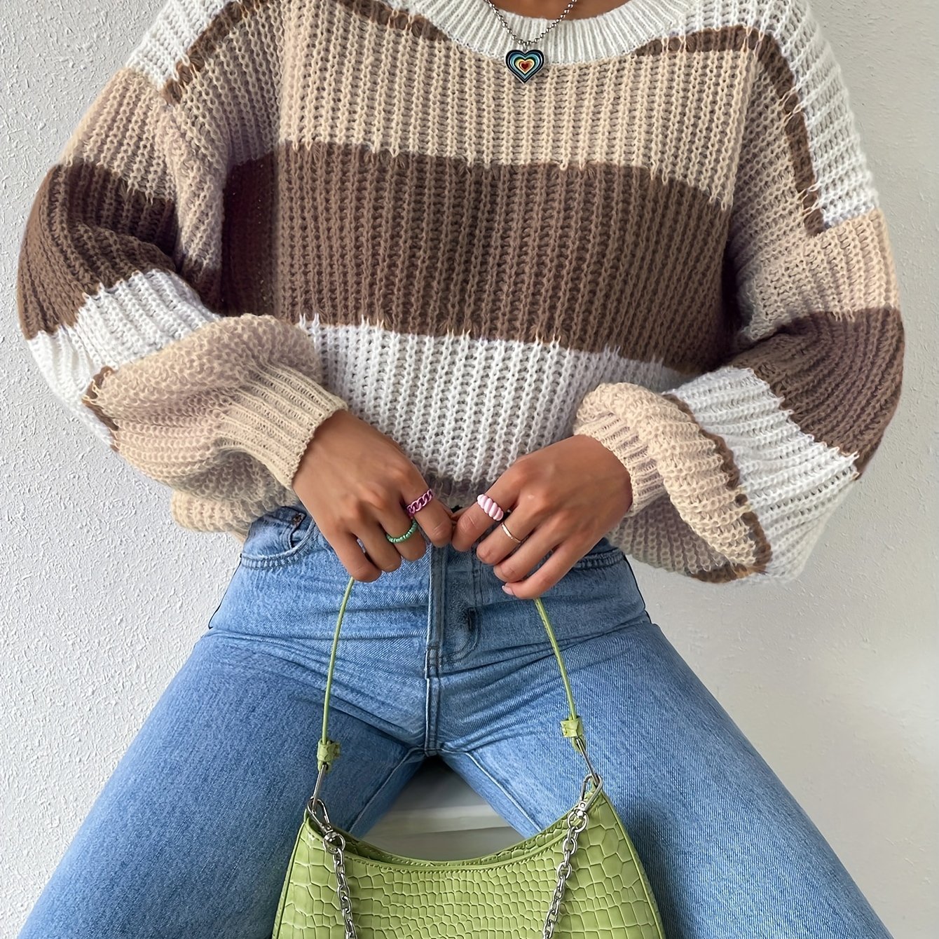 TEMU Suéter tipo de cuello para mujer, de , elegante y , para otoño/invierno, talla estándar europea y americana