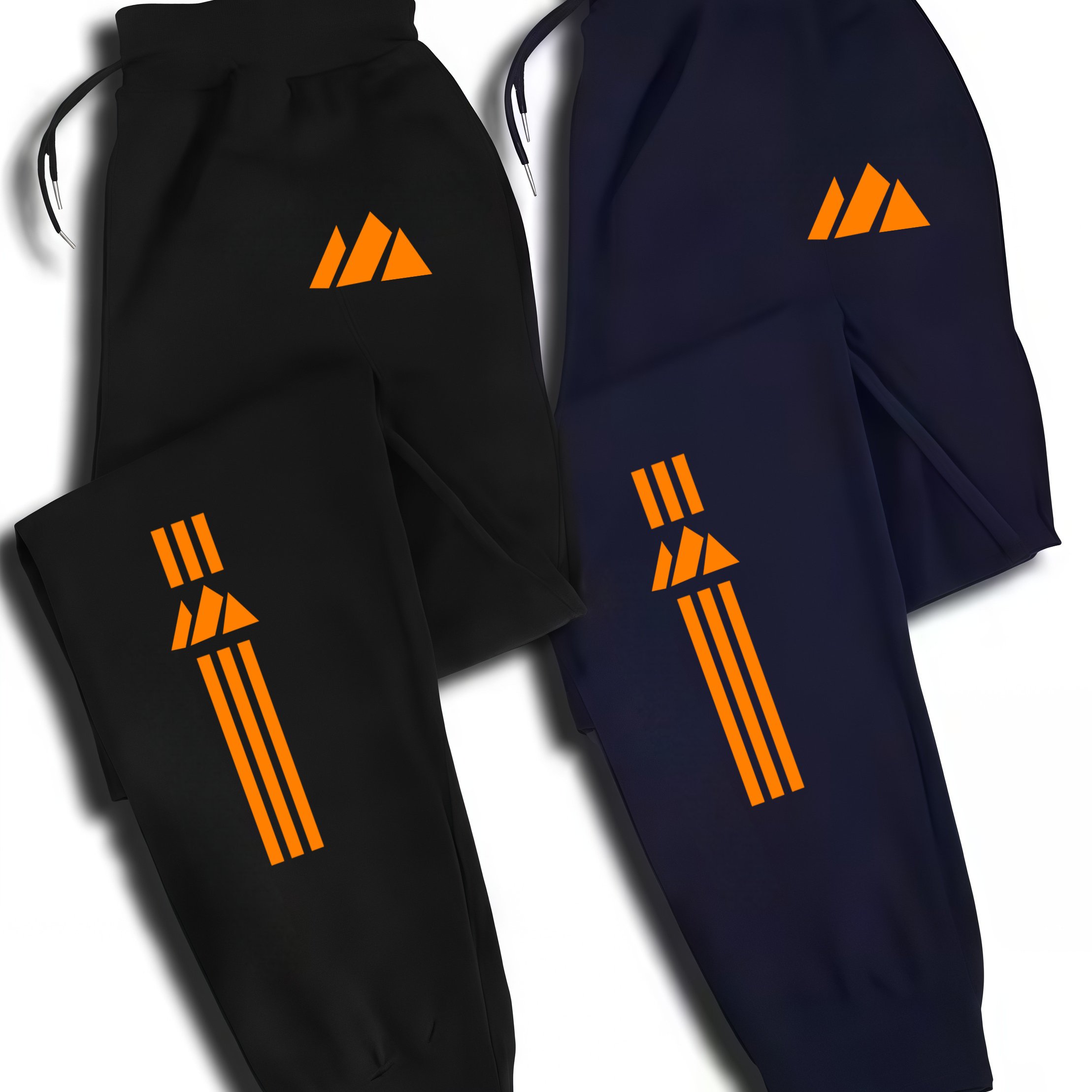 Men's Jogger Pants 2pcs Set- Casual Sport Pants With Stylish Printed Design, Adjustable Waistband, Comfortable . In Black/dark Gray/light Gray. Suitable Fitness Training And Daily Wear, With A Regular