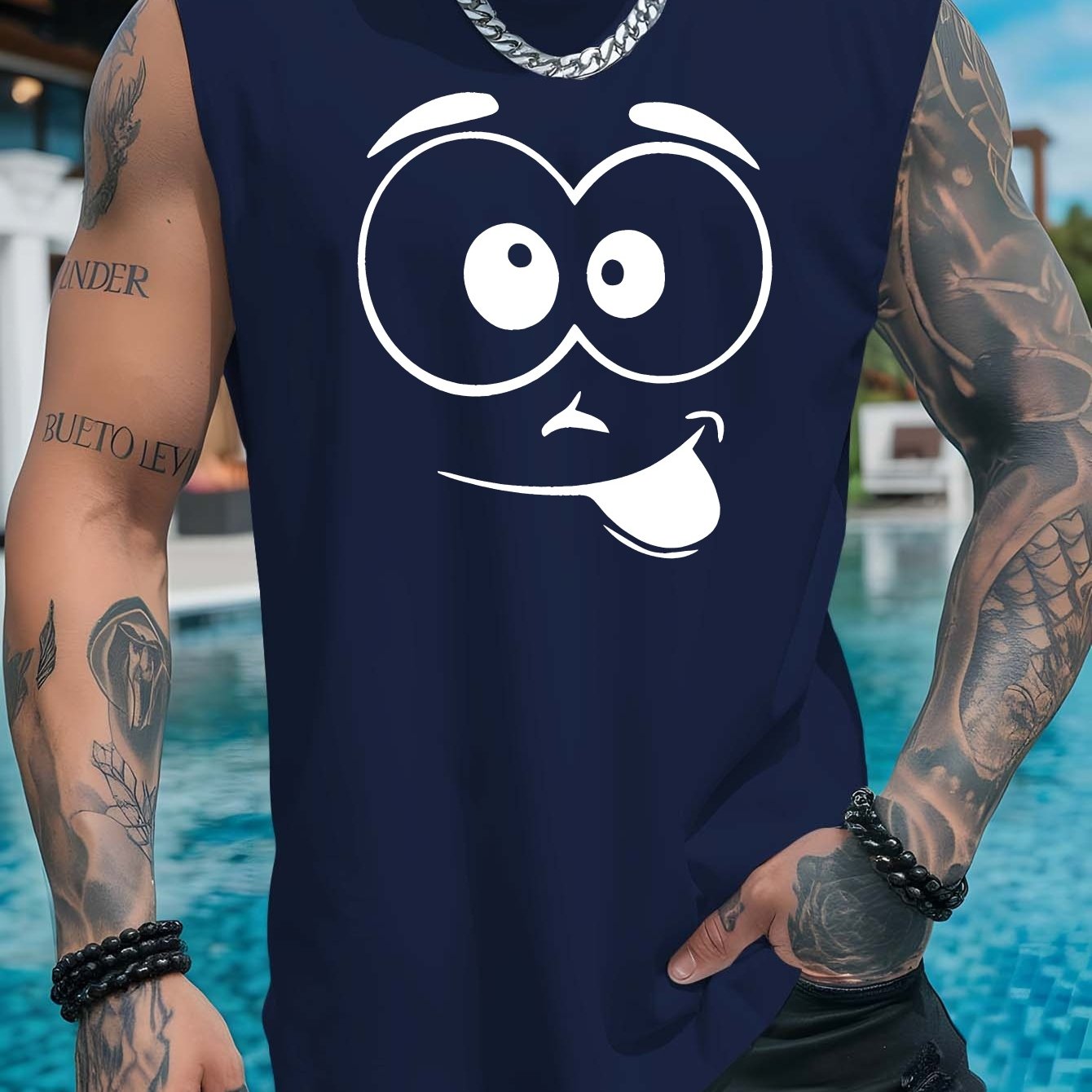 TEMU Little Cute Large-size Loose Sports Vest For Men, Summer Breathable And Quick-drying Basketball Fitness Sleeveless T-shirt, Fashion Printed Vest