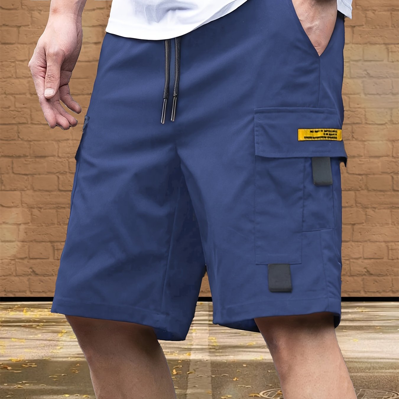 TEMU Pantalones cortos cargo de hombre multicolor, talla grande, duraderos y cómodos, con múltiples bolsillos, decoración con etiqueta de , ideales