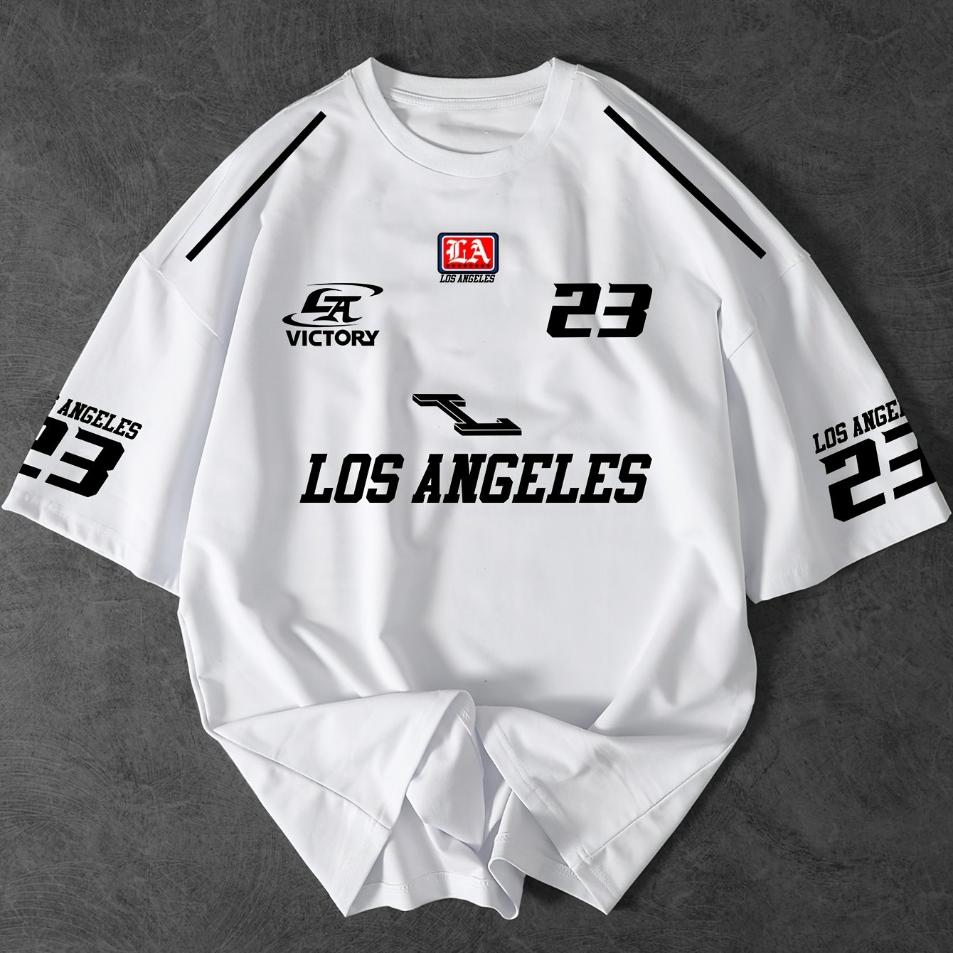 TEMU T-shirt da Y2K Los Angeles numero 23 - Maglietta streetwear vestibilit� con e stampa numero 23, maglia casual oversize per abbigliamento casual,