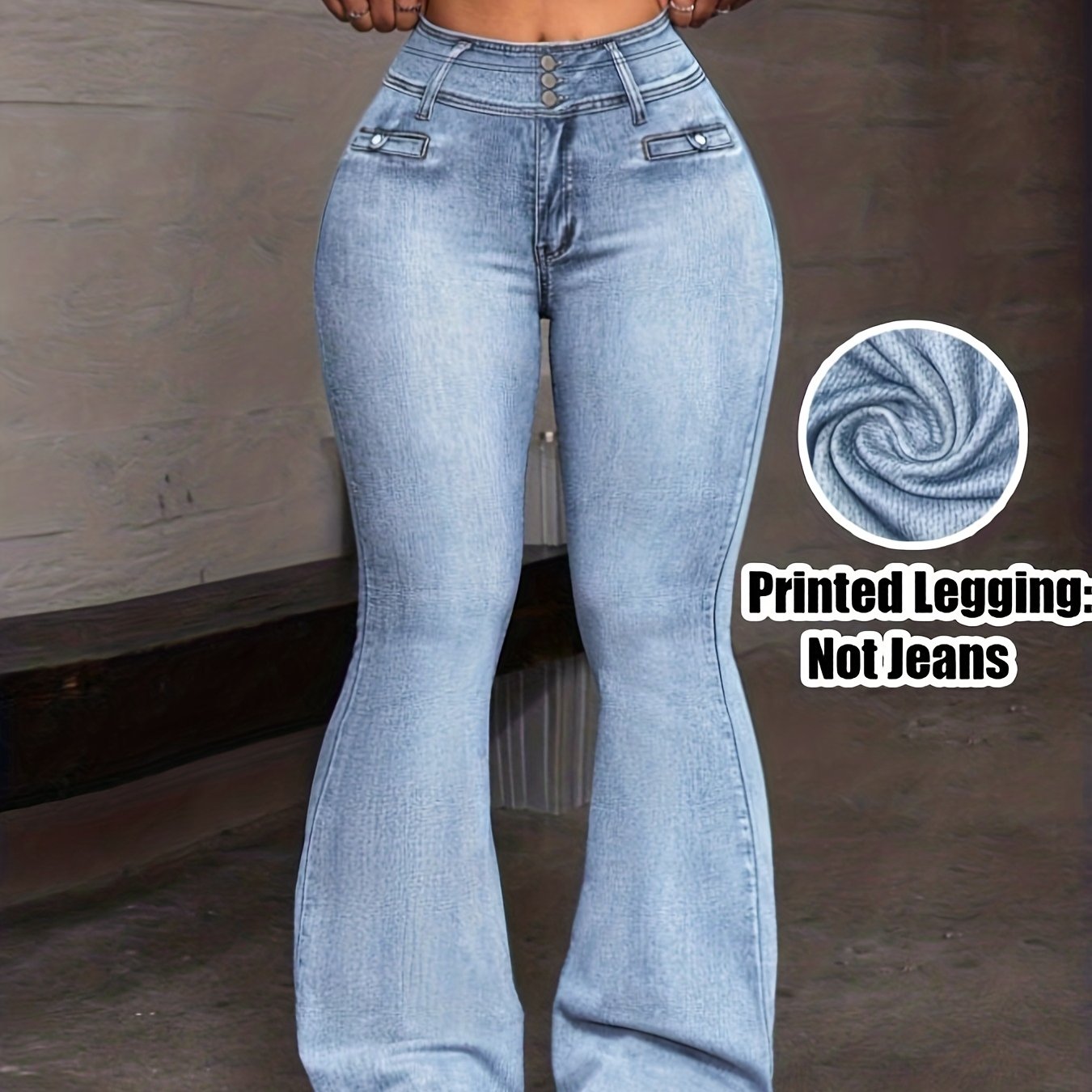 TEMU Leggings Estampados de Denim/ Denim - Pantalones de Denim para Mujer, Pantalones con Estampado Denim