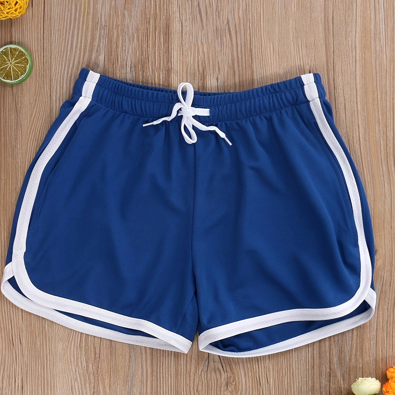 TEMU Men's Mesh Quick-dry Fabric Elastic Waist Drawstring Color- Drawstring Shorts K09p