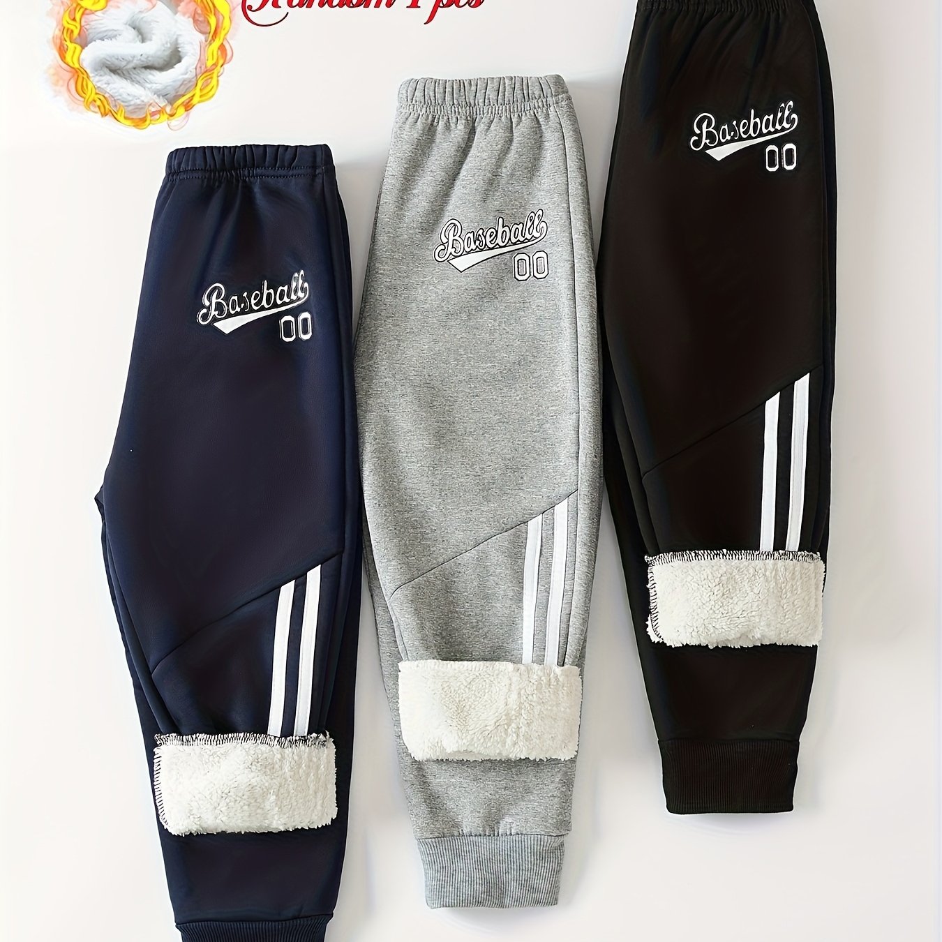 Image of Random 1pc Boys' New Sports Long Trousers, Loose Joggers For Middle And Large Autumn/winter Outfit, Perfect For Outdoor,christmas,halloween