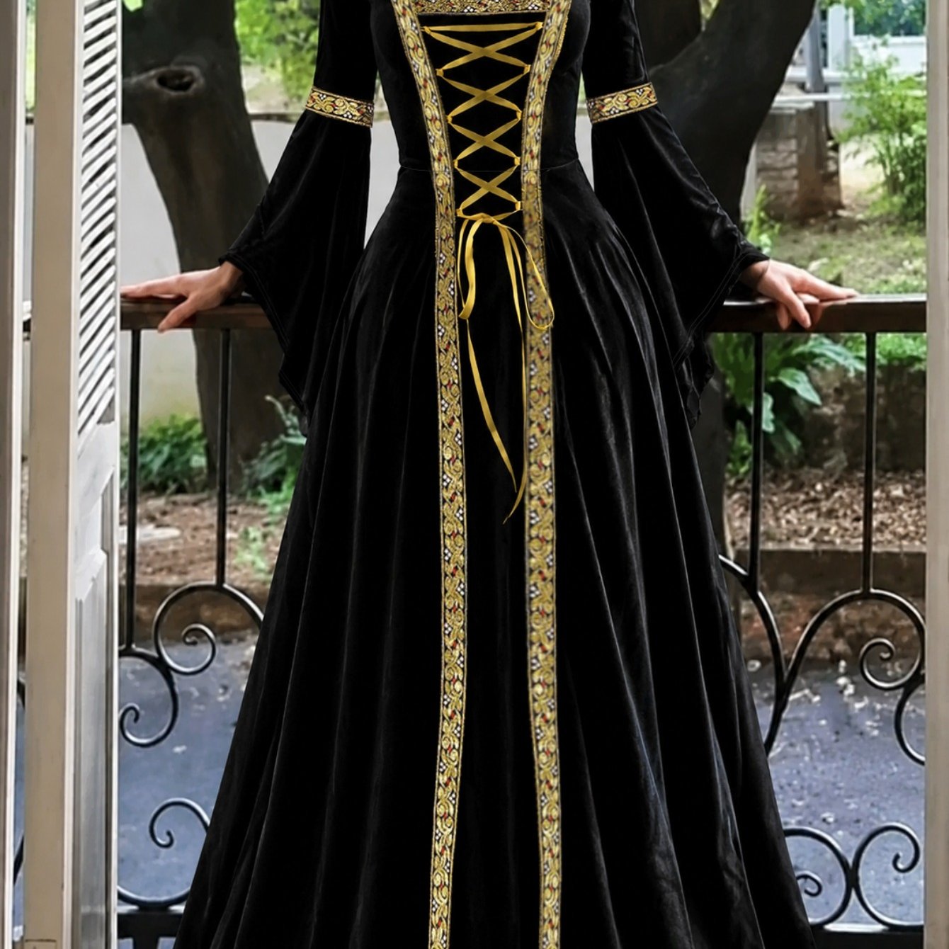 Image of Court Style Fashion Women's Dress Temperament Square Neck Waist-cinching Women's Flared Dress