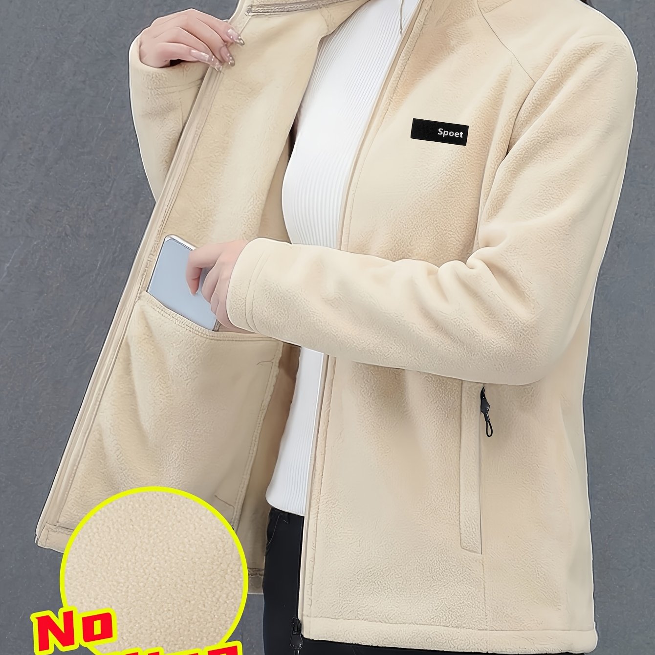 TEMU Fleece Jacket Women's Spring Autumn New Blazer All-match Fashion Trendy Casual Fleece Coat