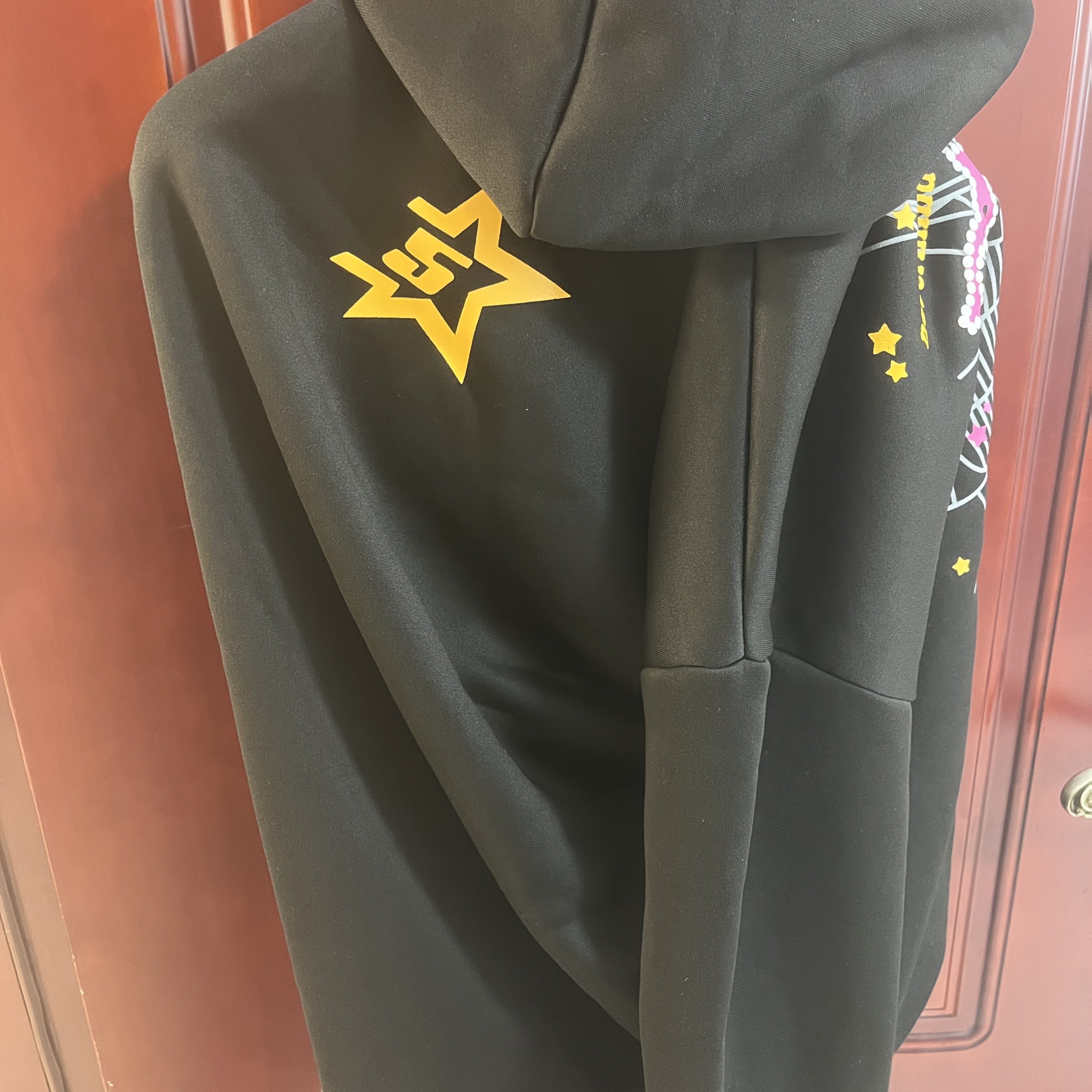 TEMU Hip Hop Spider Letter Grid Printed Hoodie Hooded Sweatshirt For Men's Casual Women, Pullover Long Sleeved Sweatshirt