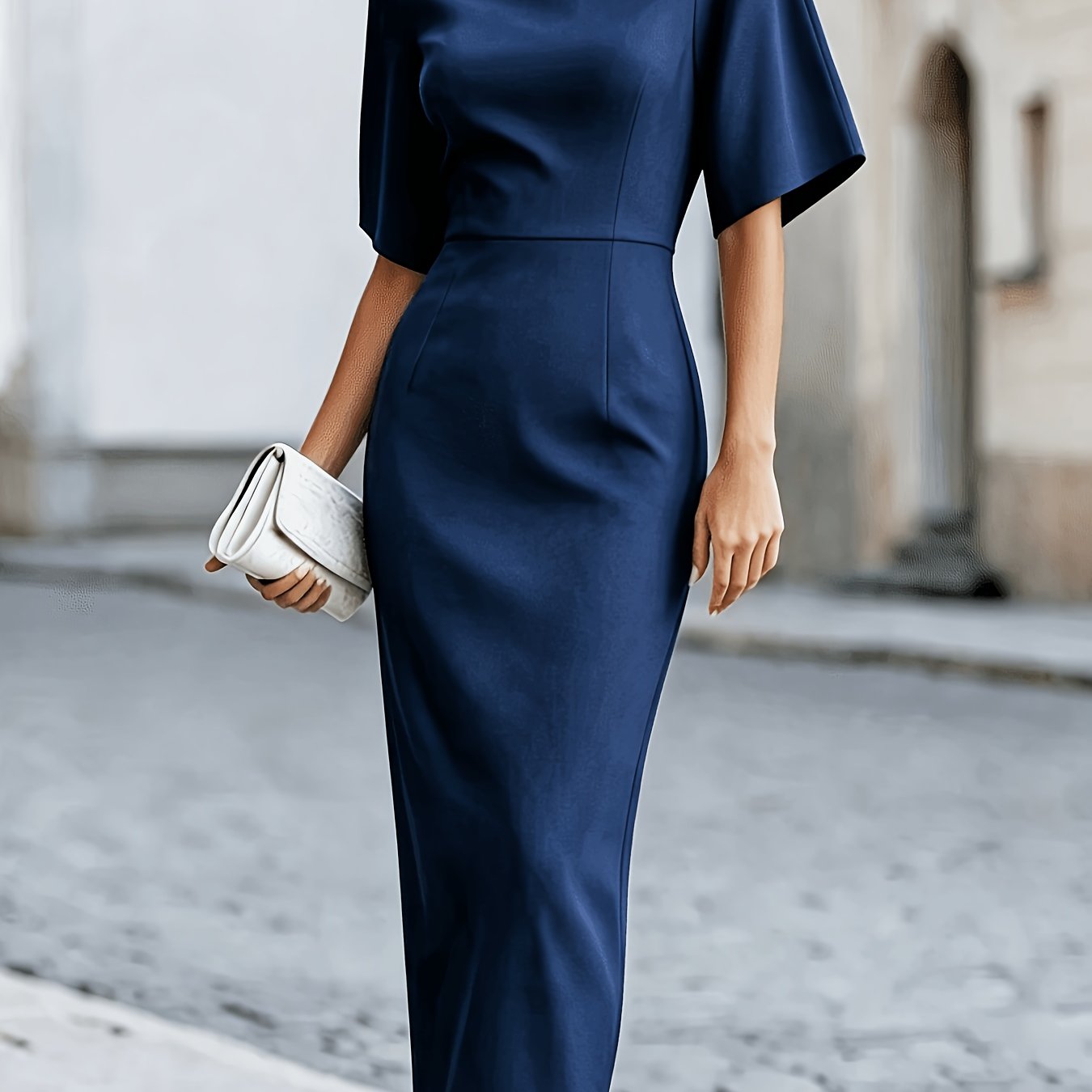 TEMU ST26037 Robe mi-longue taille pour femmes