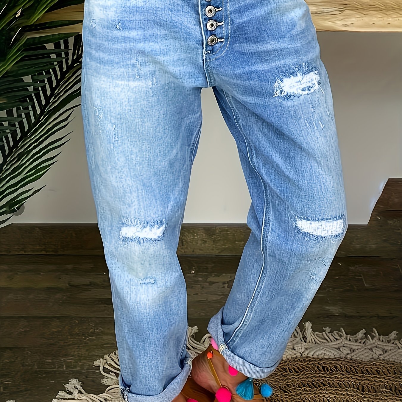 Women's Jeans Boyfriend Style Retro Boot Shaped Small Leg Pants With High Elasticity, Medium Length Straight Leg Split Boot Shaped Pants, Split Casual Pants