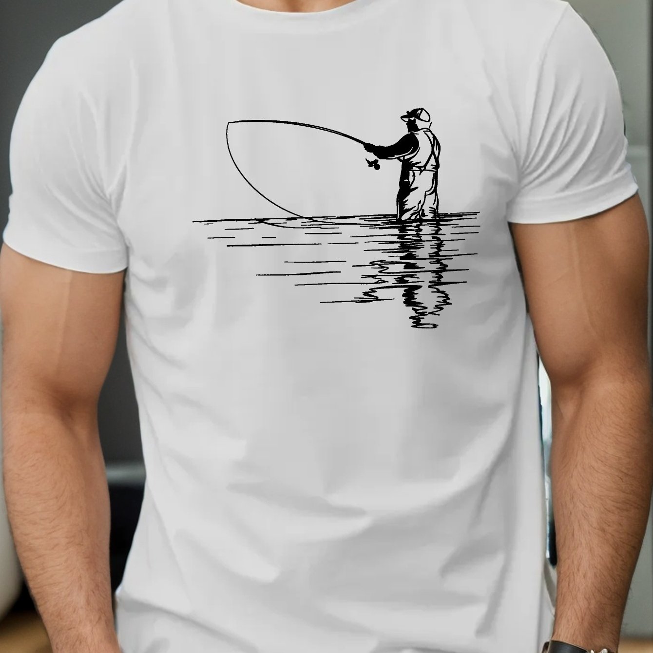 TEMU Reflective Fishing Men's Short Sleeve T-shirt, Summer T-shirt Top
