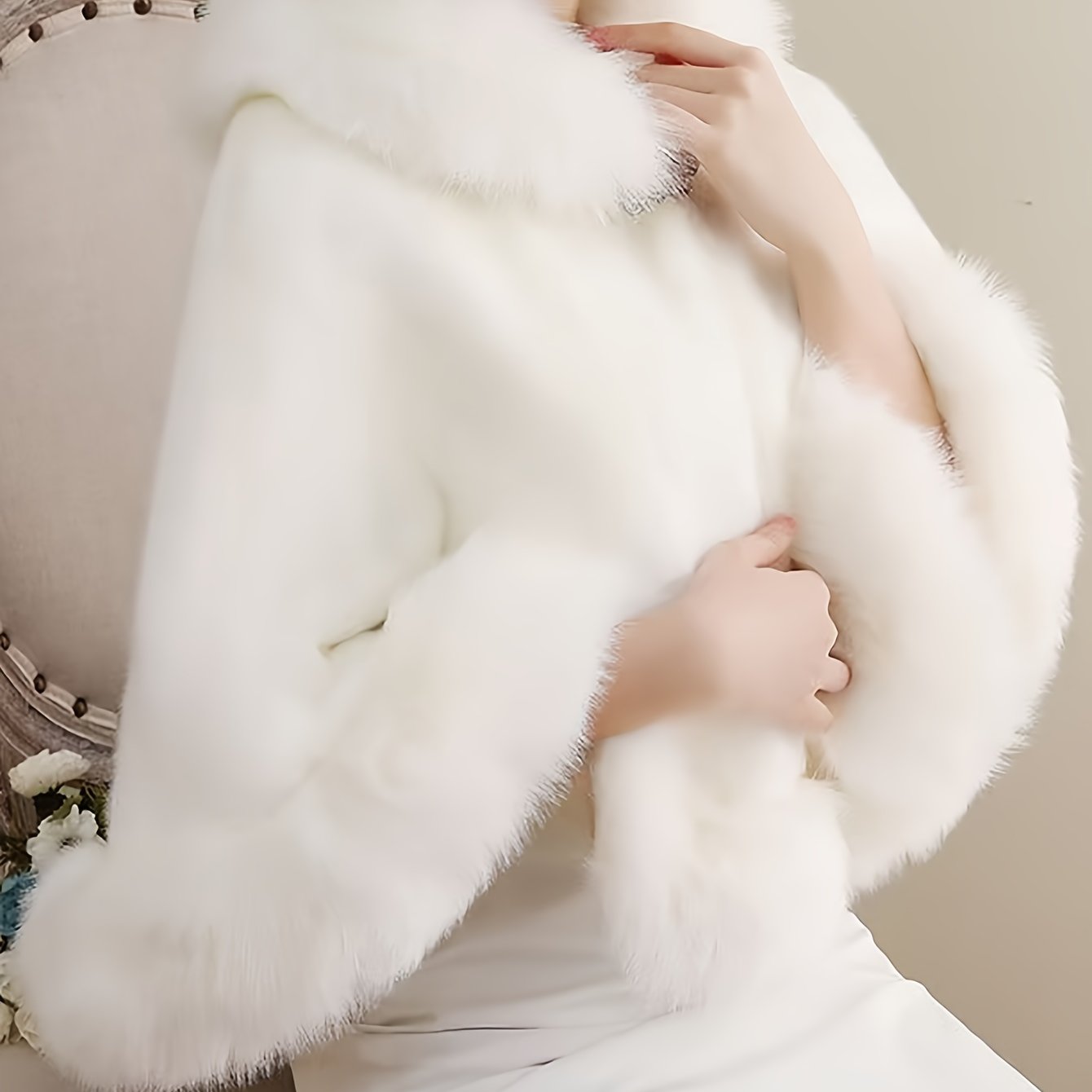 TEMU Plus Size - Plus Size - Bridal Wedding Coat Wedding Dress Shawl Cape Wedding Warm Cloak Solid Color Plus Size 's Day Bridesmaid Loose Outerwear