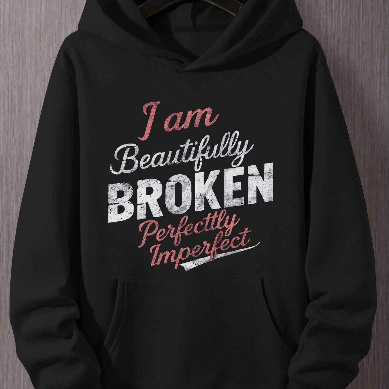 TEMU I Am - Sweat à capuche homme grande taille PLUS Size.Jpg Lavable en machine, Vêtement de sport décontracté pour homme, Sweat à capuche noir