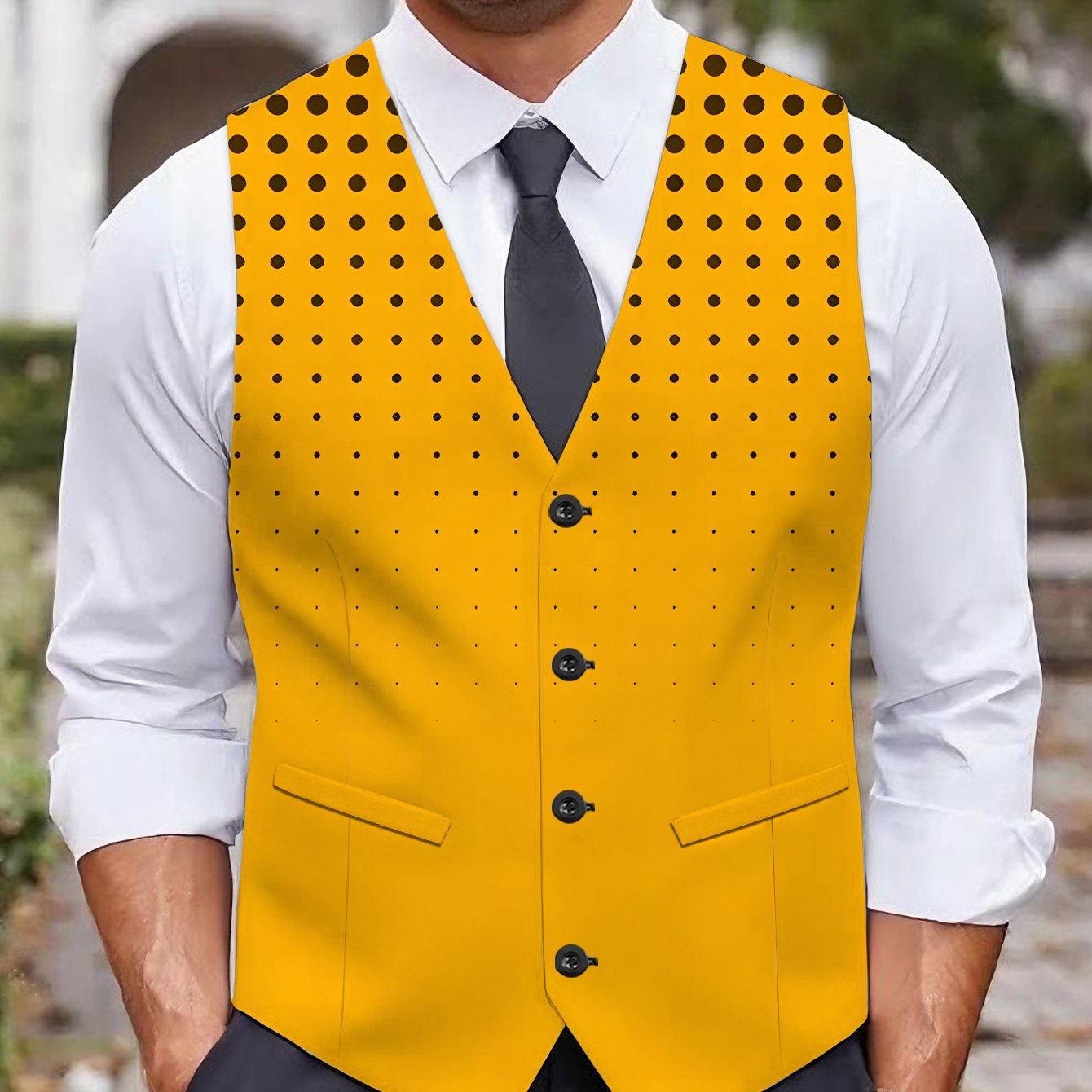 TEMU Printed Design â Not Textured/embroidery/sequins/plus Size Men's Vest Single Piece Polka Dot Print Plus Size Suit Vest For Plus Size Men Casual