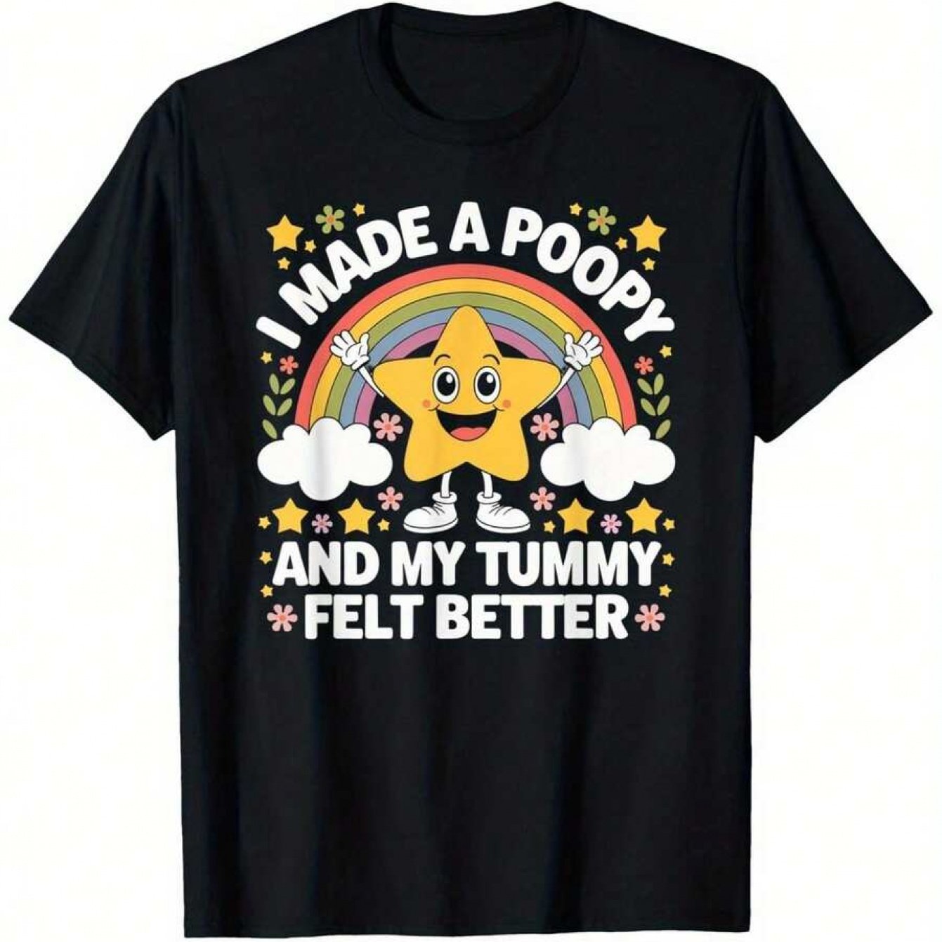 TEMU Funny "i Made A Poopy And Felt Better" Adult Humor T-shirt - Casual Round Neck Tee Suitable For , Funny Joke, Machine Washable Summer Outdoor