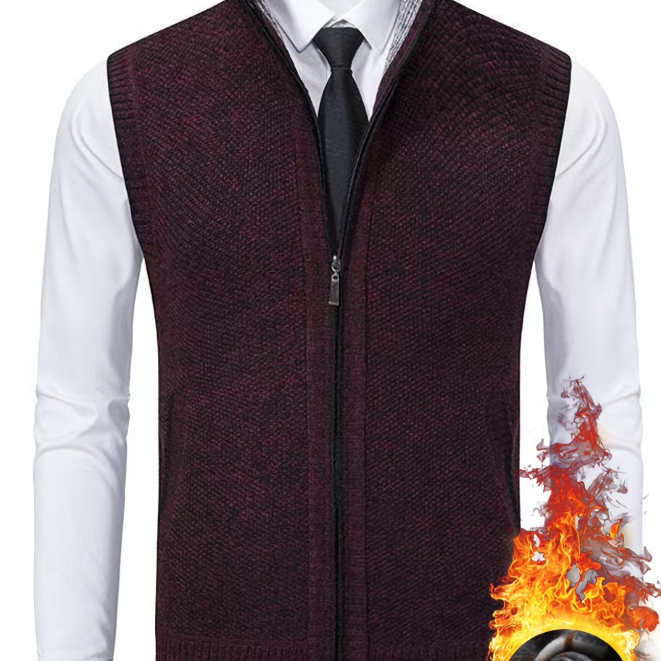 E-shop Herren Sportliches Strickpullover, gefütterte Weste, Reißverschluss-Cardigan mit kurzen Ärmeln echten – Nur Pullover, Shirt nicht enthalten
