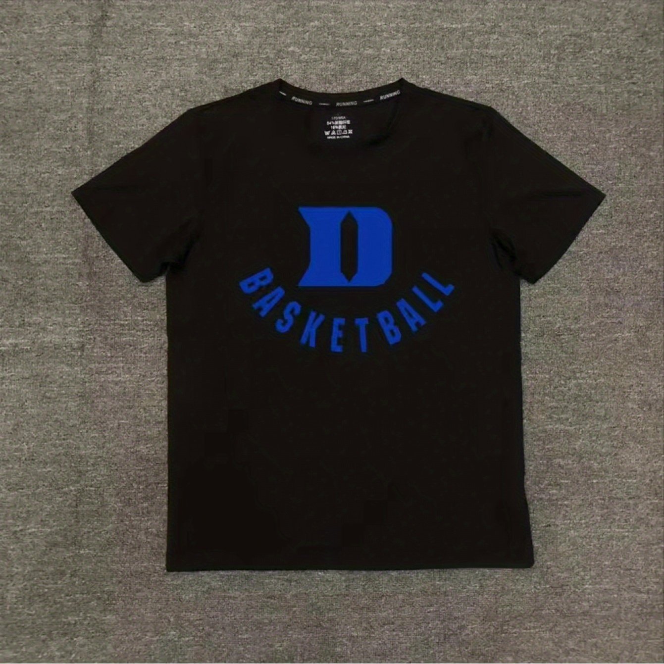 TEMU North America North University Basketball Men's Vintage Graphic T-shirt - Black With Blue Lettering, Loose Fit Short Sleeve Round Neck,