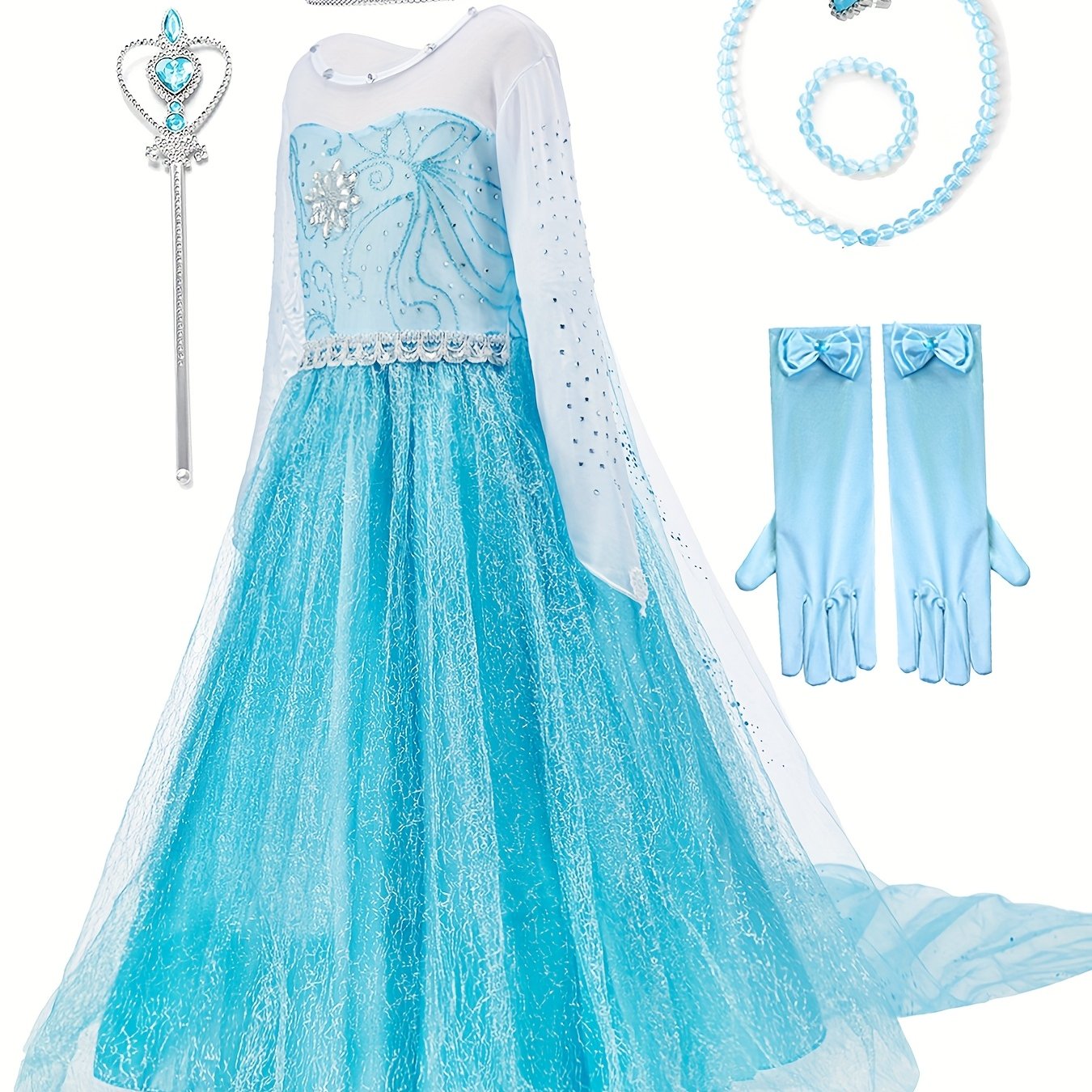 Image of 3-year-old Girl Princess Dress, Ice Queen Role-playing Costume, Carnival Christmas Outfit, Carnival Birthday Fancy Party Dress
