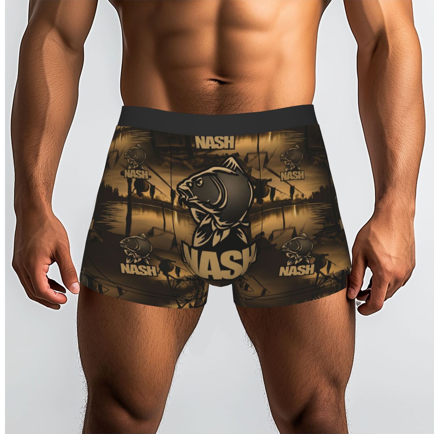TEMU 1 pièce Sous-vêtement pour homme avec poisson de de pêche - Boxer court et short adaptés à la pêche, aux activités de , à décontractée, lavable
