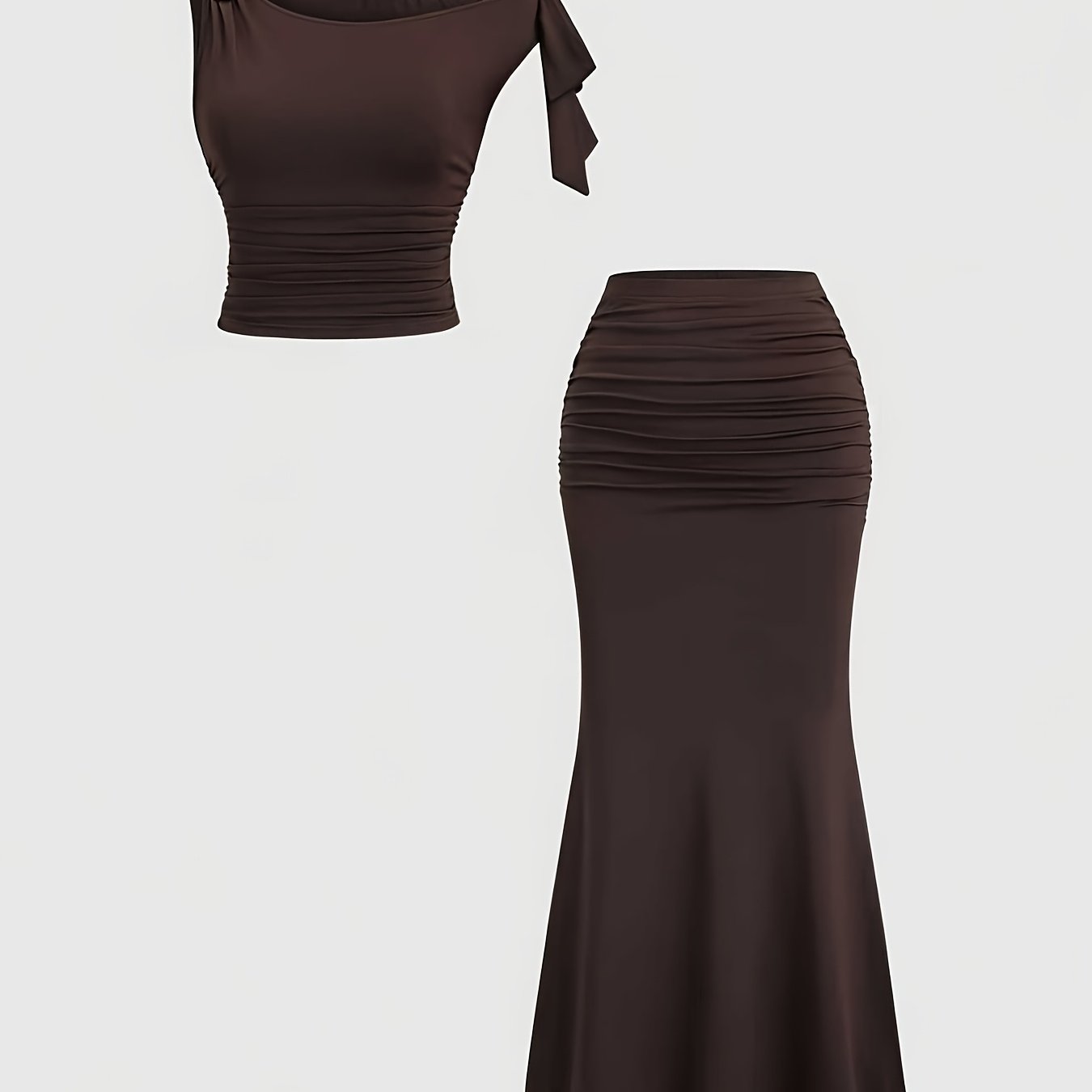 TEMU Women's 2pcs Set, Including A Sleeveless Top With Metal Floral Embellishments And A Mermaid-style Skirt
