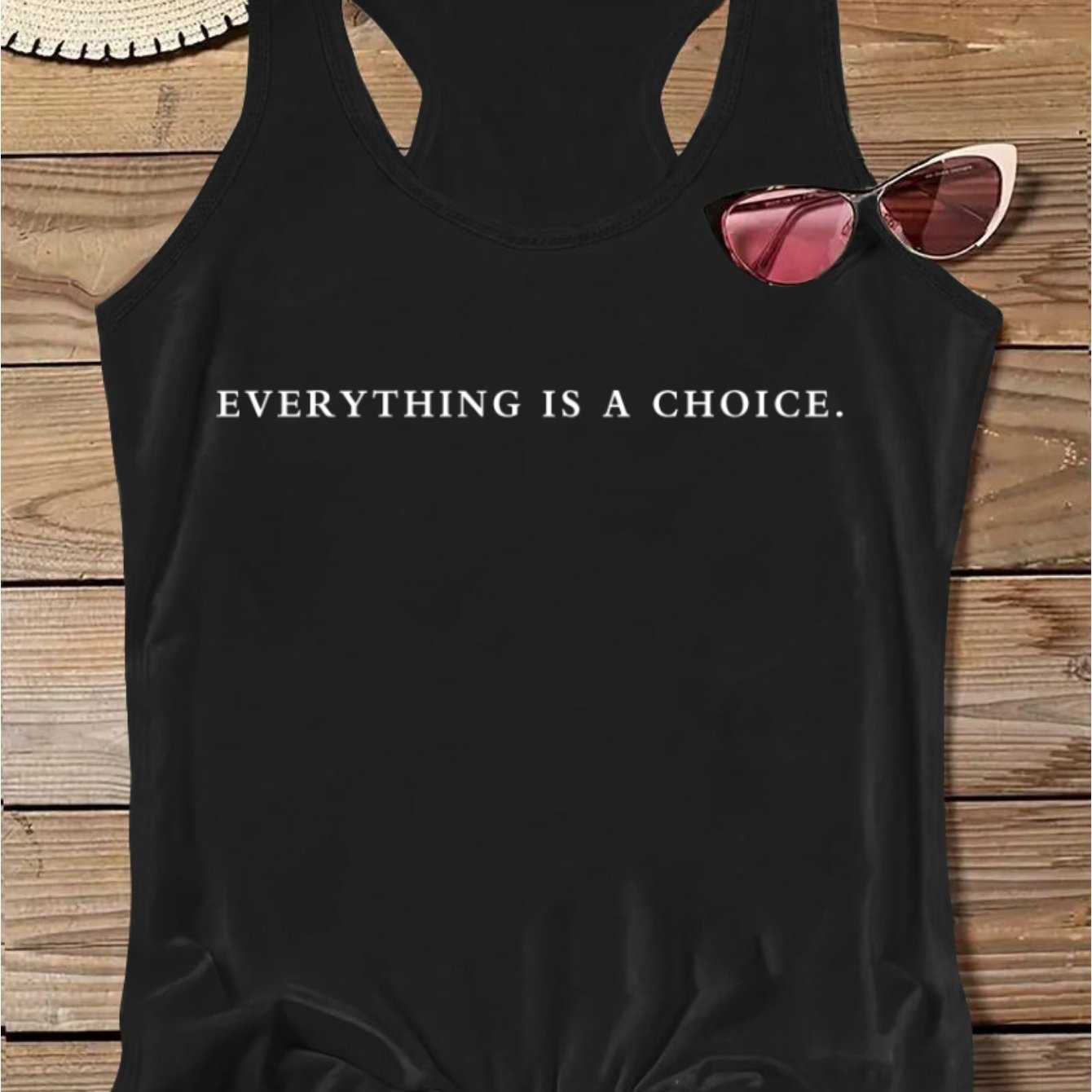 TEMU Trendy Women's Round Neck Cartoon Letter Tank Top
