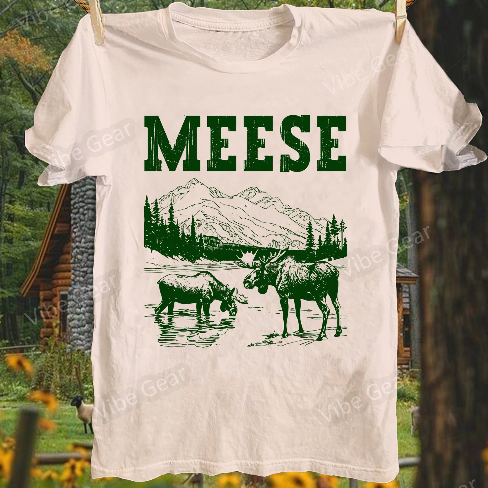 TEMU Vintage "" Graphic Tee - Men's Loose With Moose & , Style, Durable 100% Cotton, Soft & Comfortable, Wear, Casual Outdoor Apparel | Animal Print | , Moose Accessories